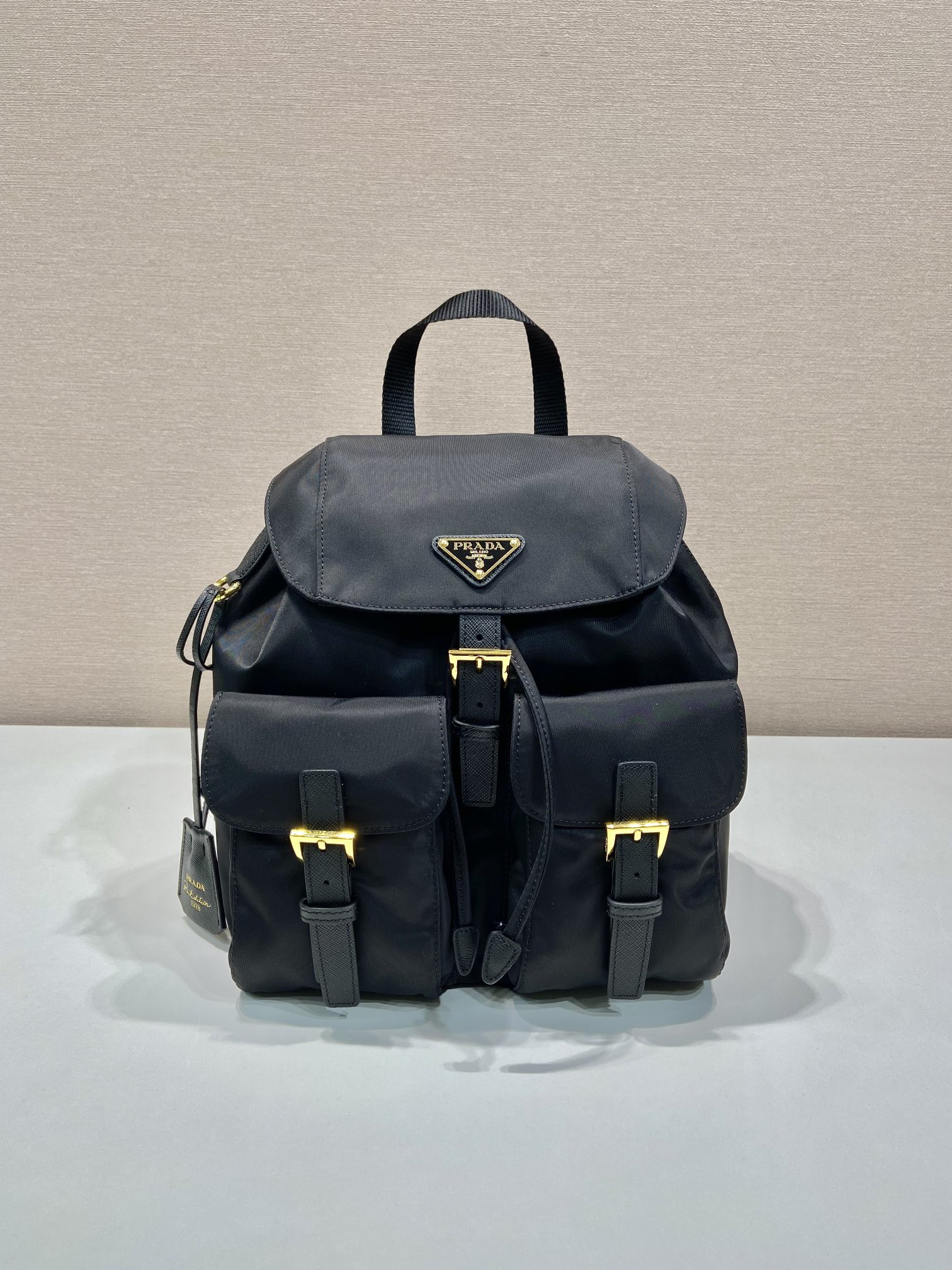 [TOP] PRADA Backpack Nylon 23.5x28x12cm - Black & GHW