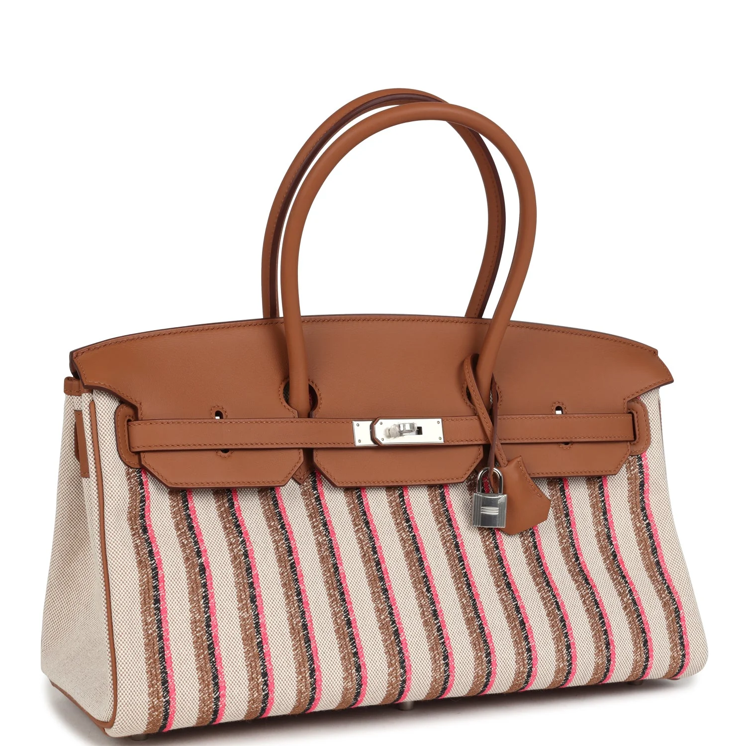 Hermes Shoulder Birkin LightMulticolor Toile and Gold Swift Palladium Hardware