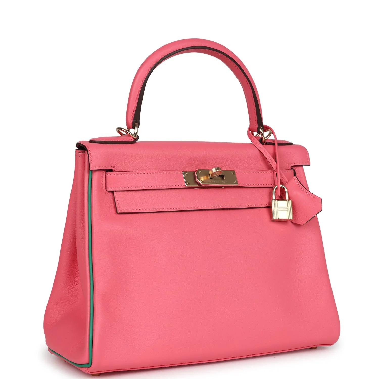 Hermes Special Order (HSS) Kelly Retourne  Rose Azalee and Vert Vertigo Swift Gold Hardware