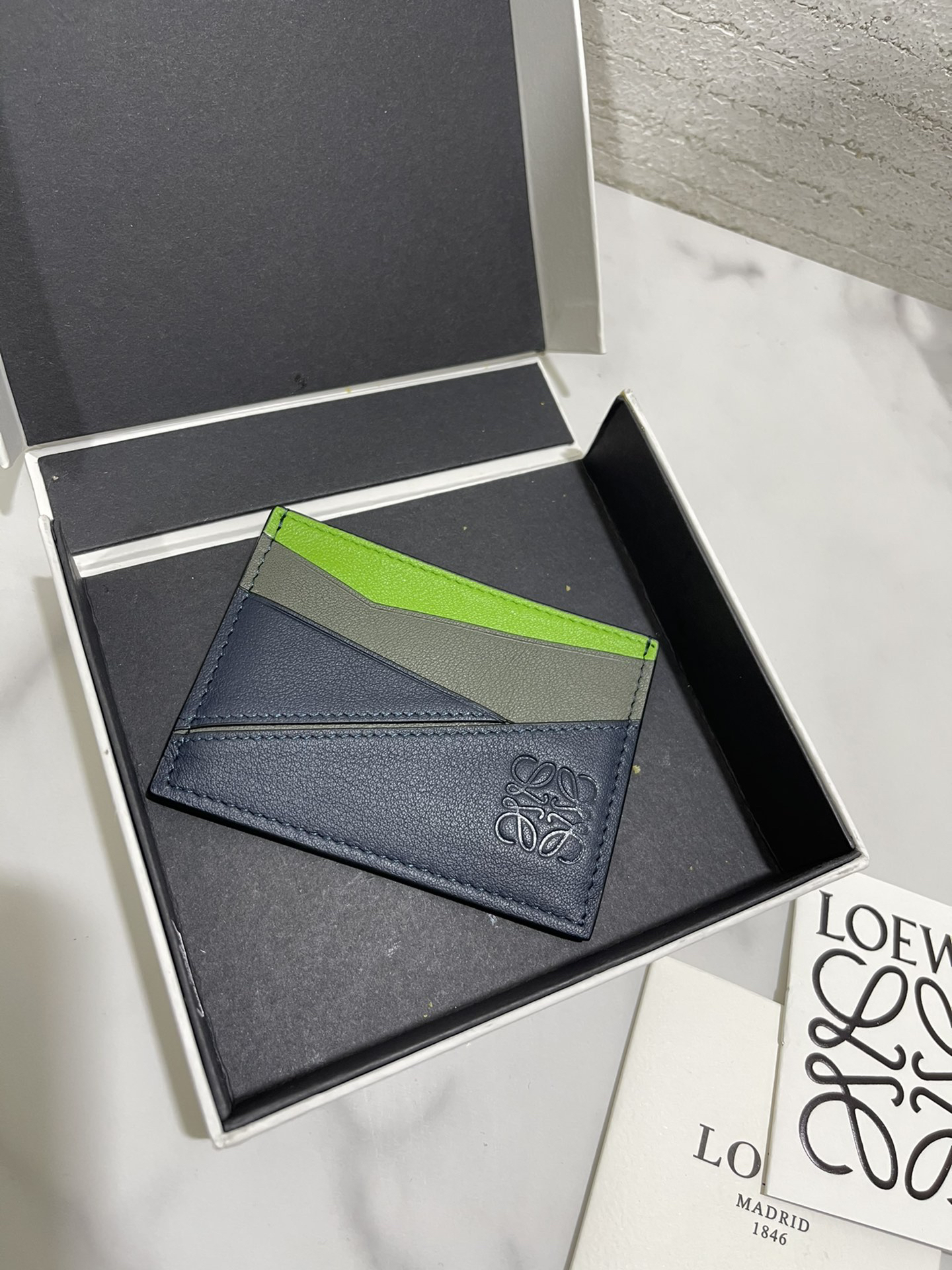 [TOP] LOEWE Card Holder 10.5*7.5cm - Green and Blue