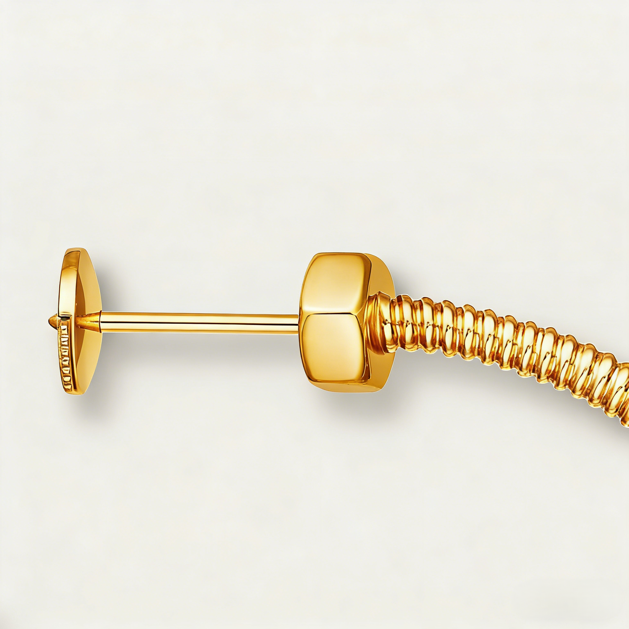 Carty Spiral Earrings, Yellow Gold，Hexagonal Nut