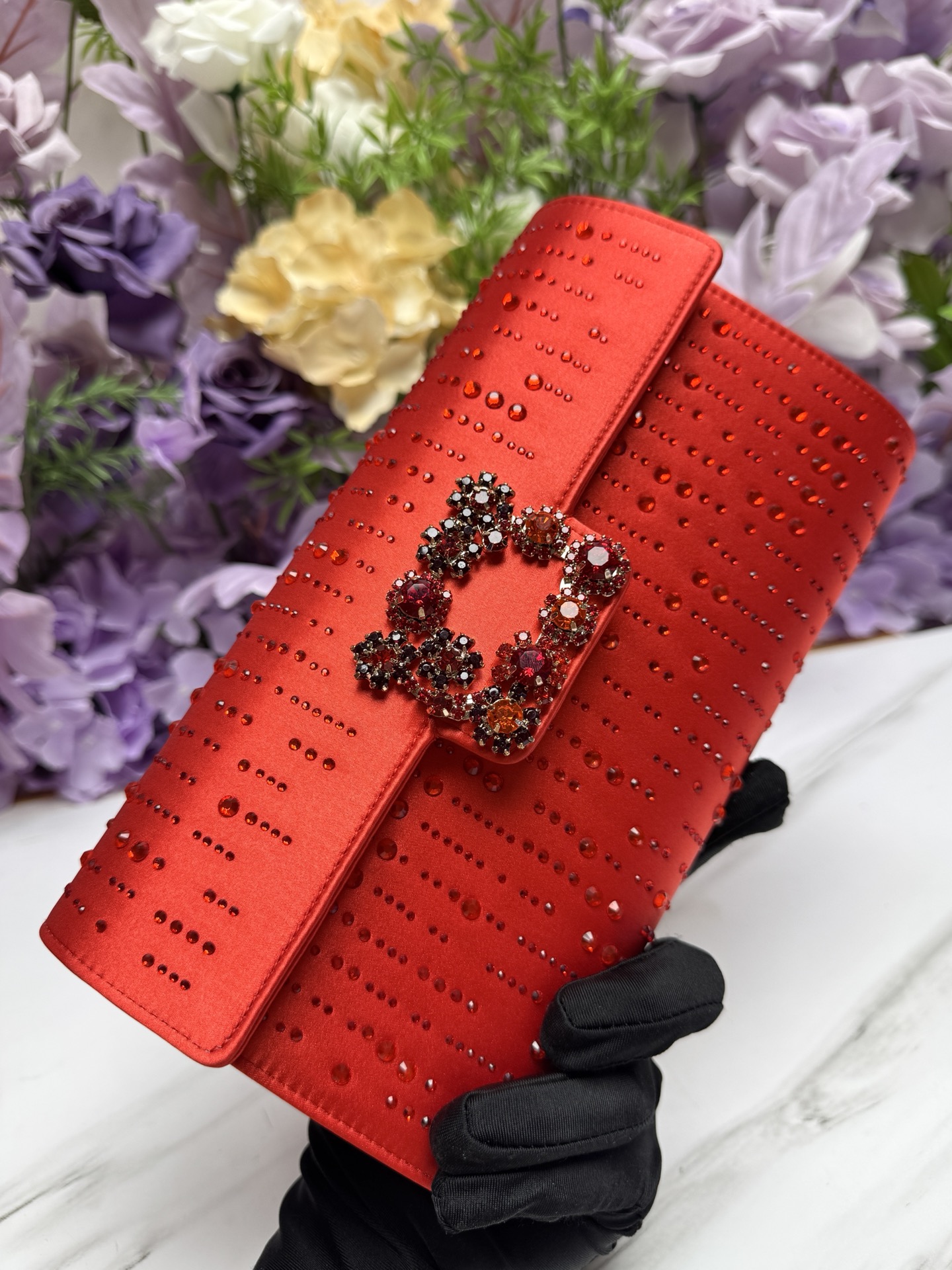 [TOP] ROGER VIVIER Diamond Bag 24-13-3 CM - Red - 711 Luxury