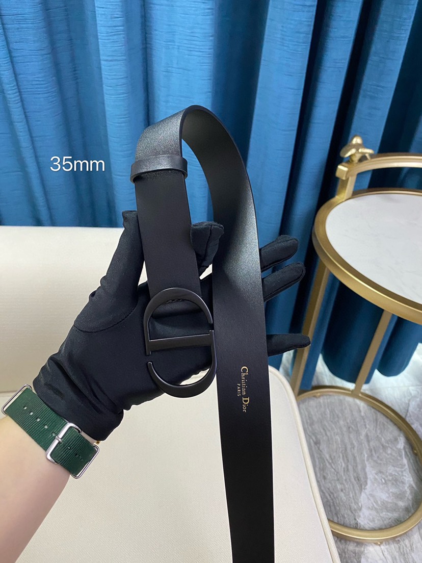 [TOP] Christian Dior Belt Cowhide 35mm - Black - 711 Luxury