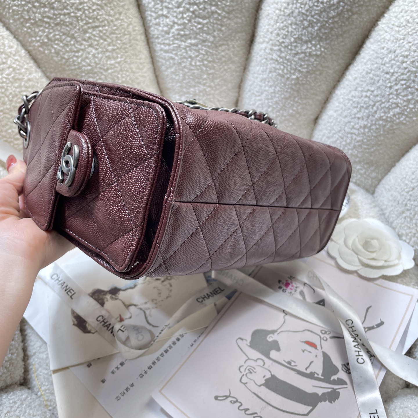 [TOP] CHANEL Mini Hobo Bag 21*22*11 cm - Claret