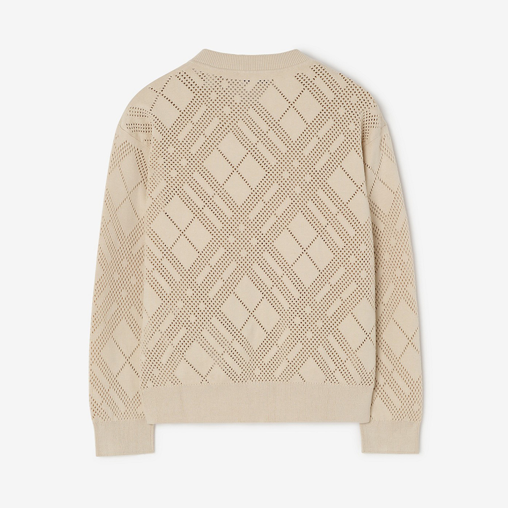 Burberry beige Clothing Burberry Pointelle Knit Cotton Cardigan in Clam beige #389689 View 2 | Nigo Office