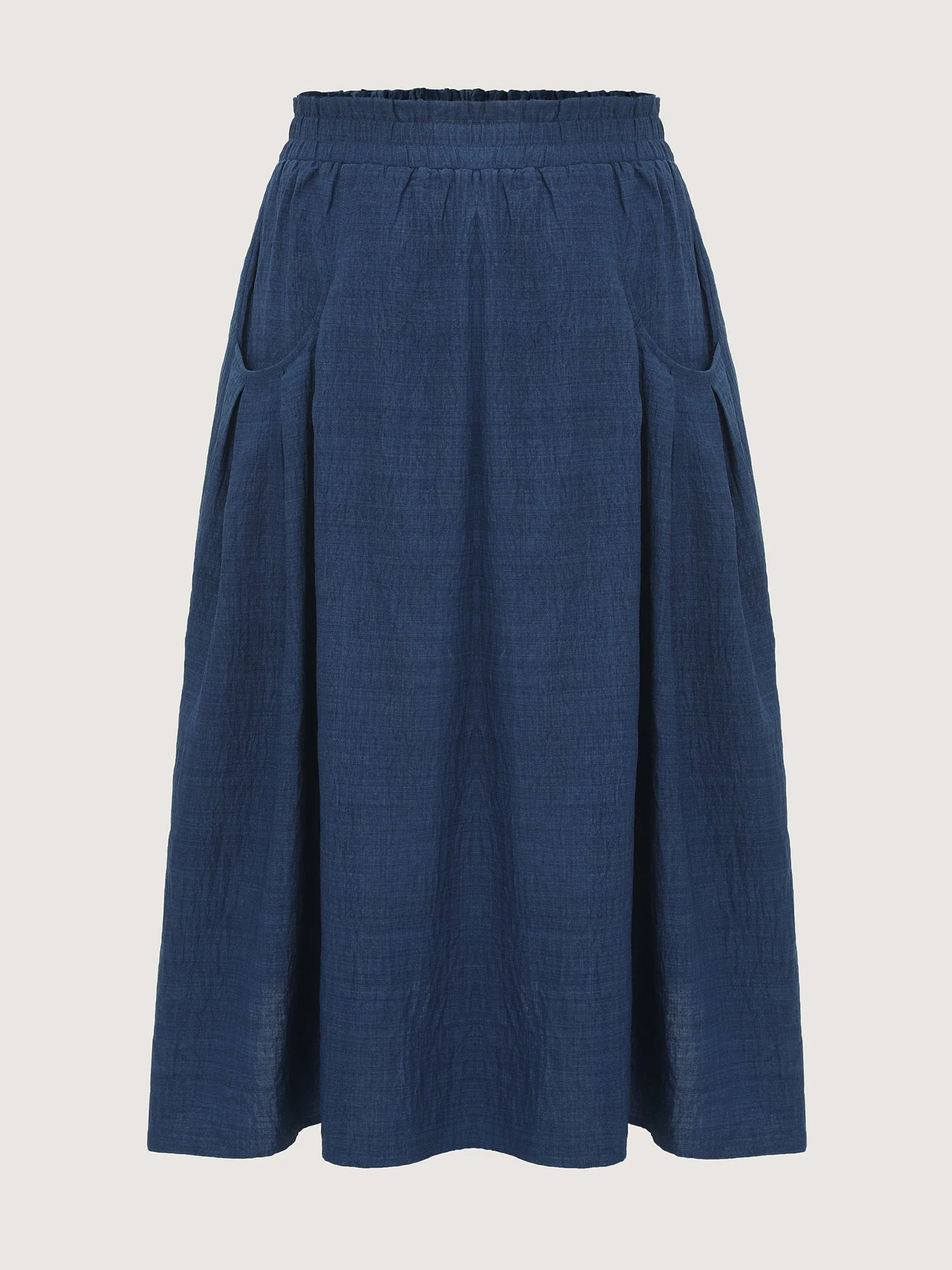 Drop Pockets Pleated Maxi Skirt
