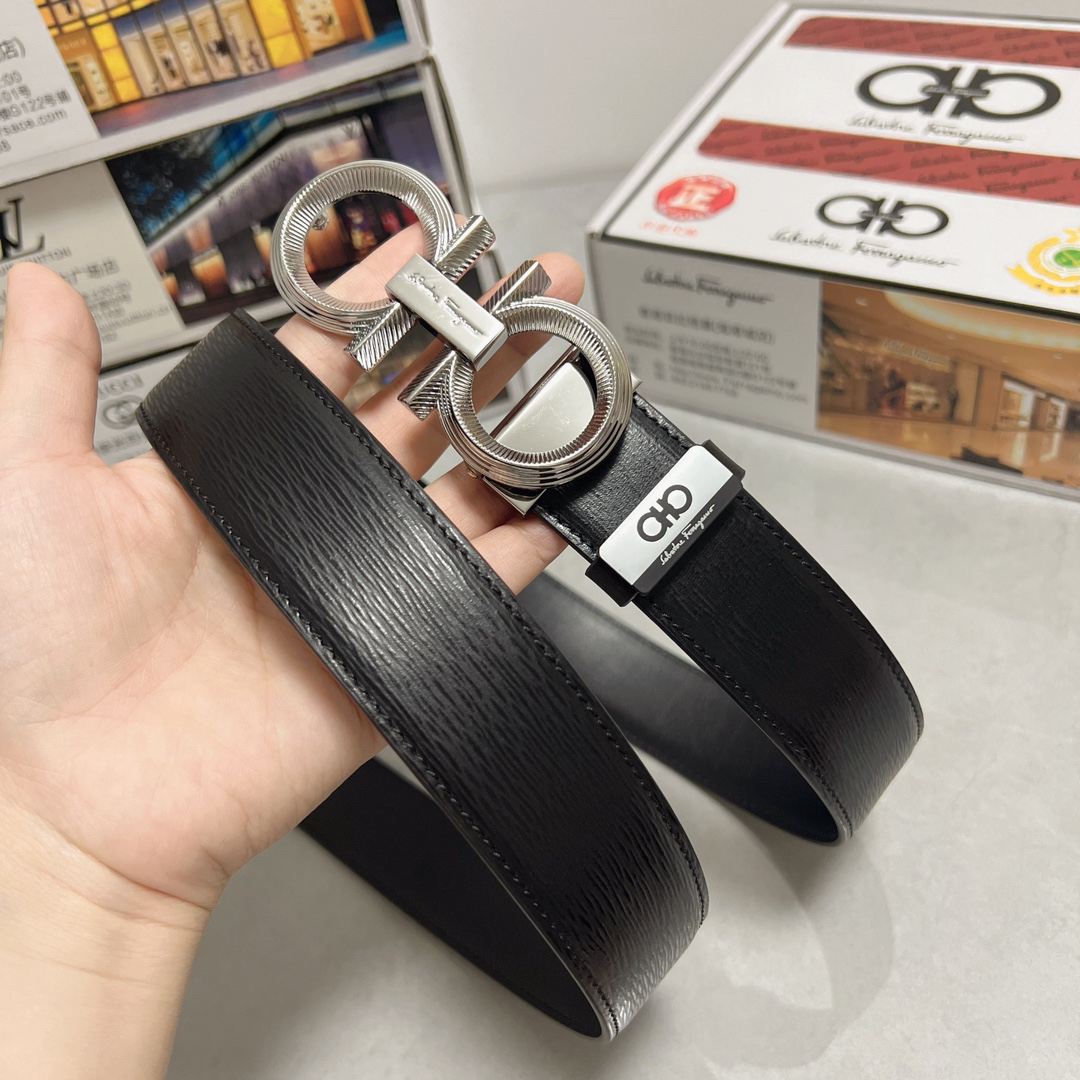[TOP] Ferragamo Men's Belt 3.5cm - Black - 711 Luxury