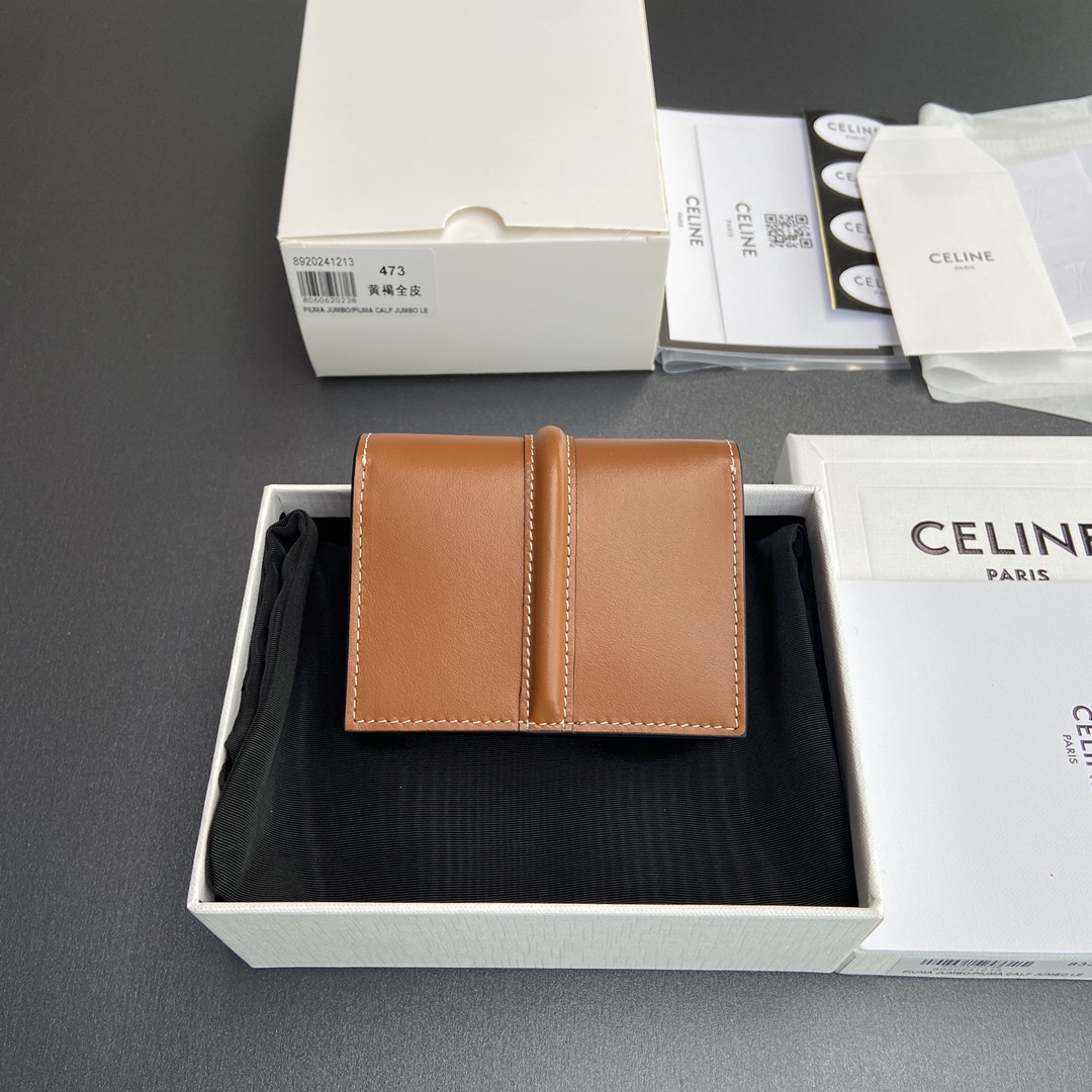 [TOP] CELINE Triomphe Calfskin Wallet 10.2-7.5-2.5cm - Brown - 711 Luxury
