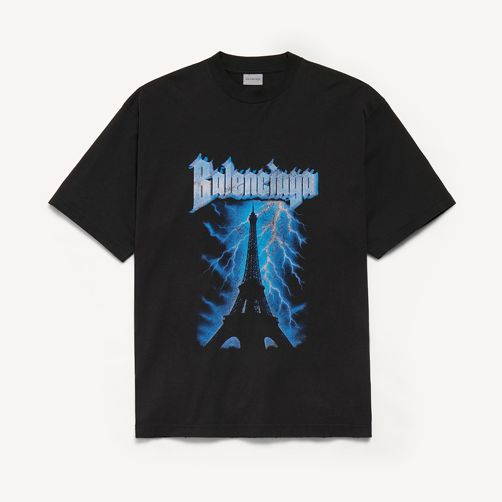 Balenciaga Clothing Balenciaga Top-quality Version Paris Thunderstorm Oversized T-shirt #394867 | Nigo Office