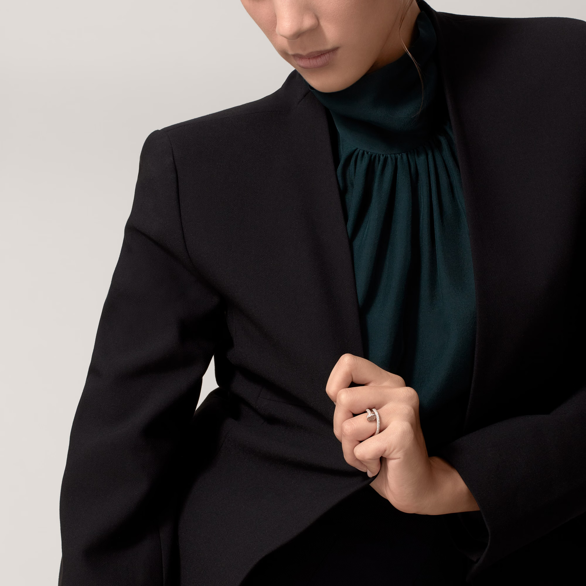 Carty Nails Solo Trace Ring,  Rose  Gold ,Classic Model, Paved