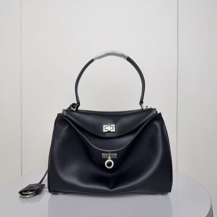 [TOP] BALENCIAGA Rodeo Bag 29x20x10cm - Black & SHW