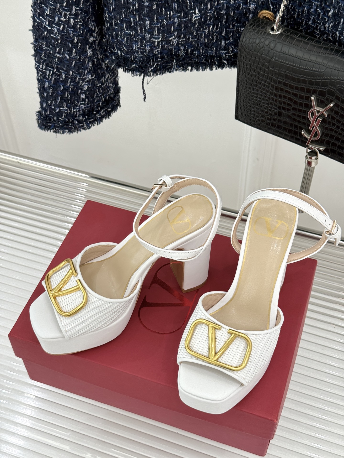 [TOP] VALENTINO High Heel Sandals - White - 711 Luxury