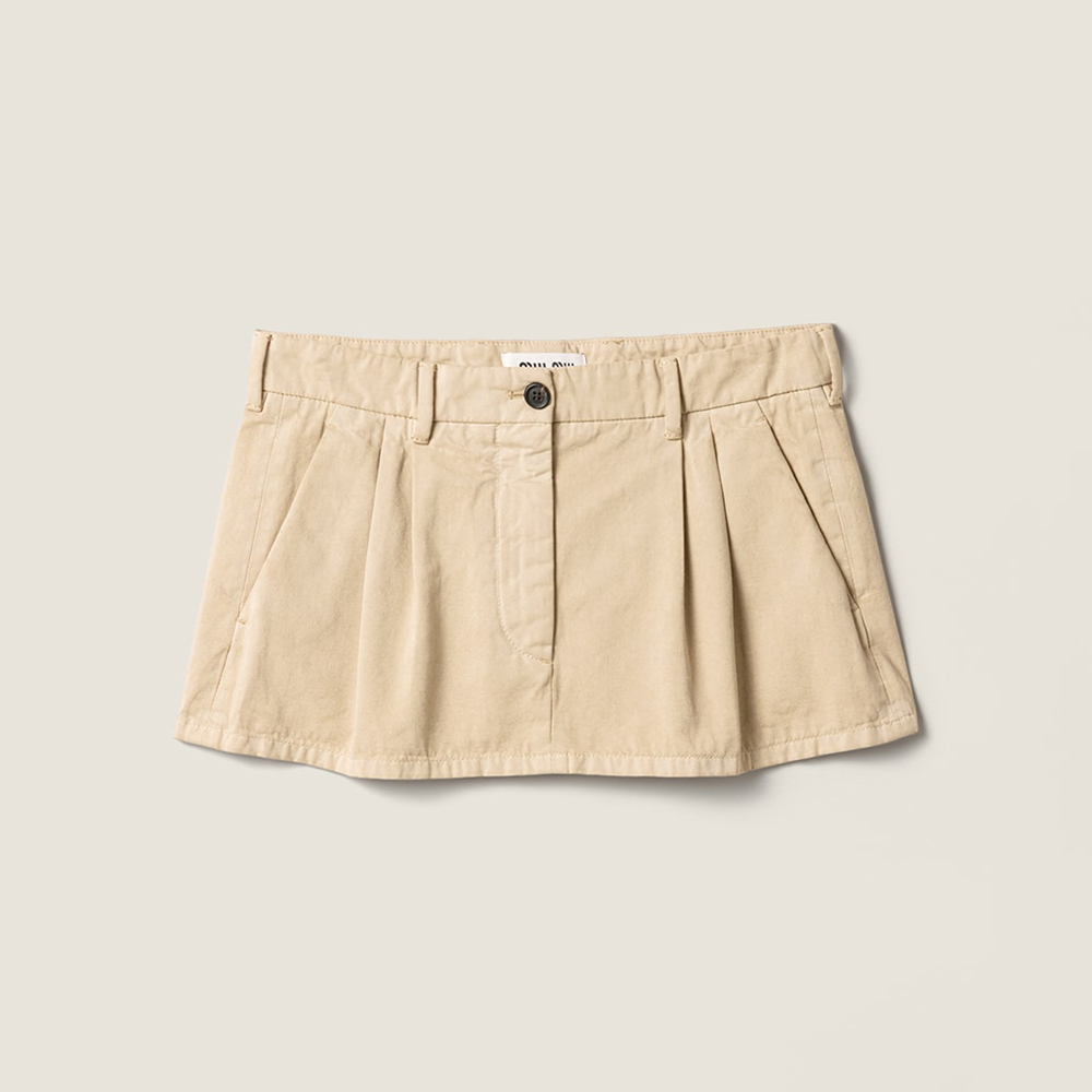 MiuMiu Beige Old Gabardine Miniskirt #378581