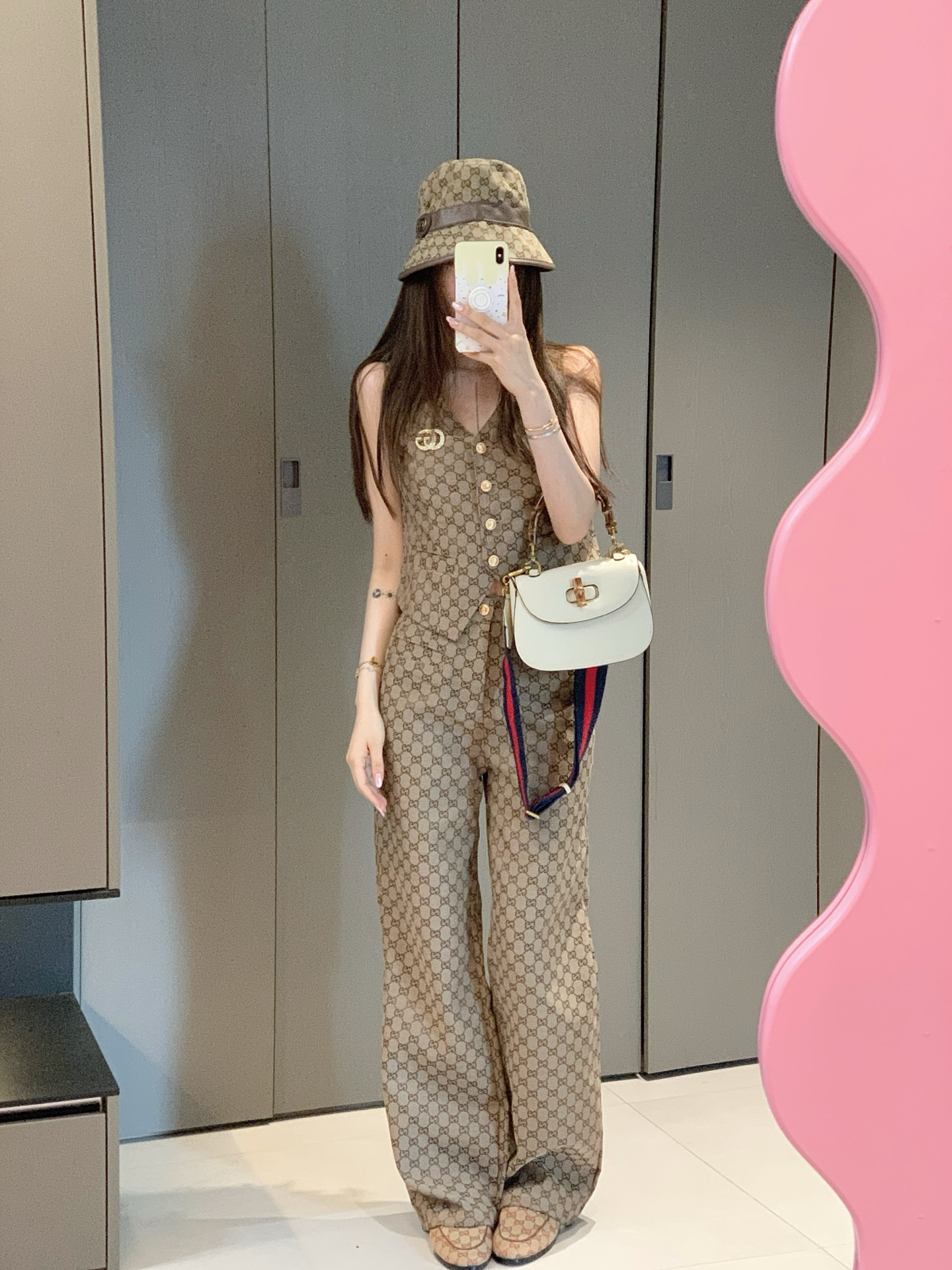 [TOP] GUCCI Vest + Pants Set - Brown