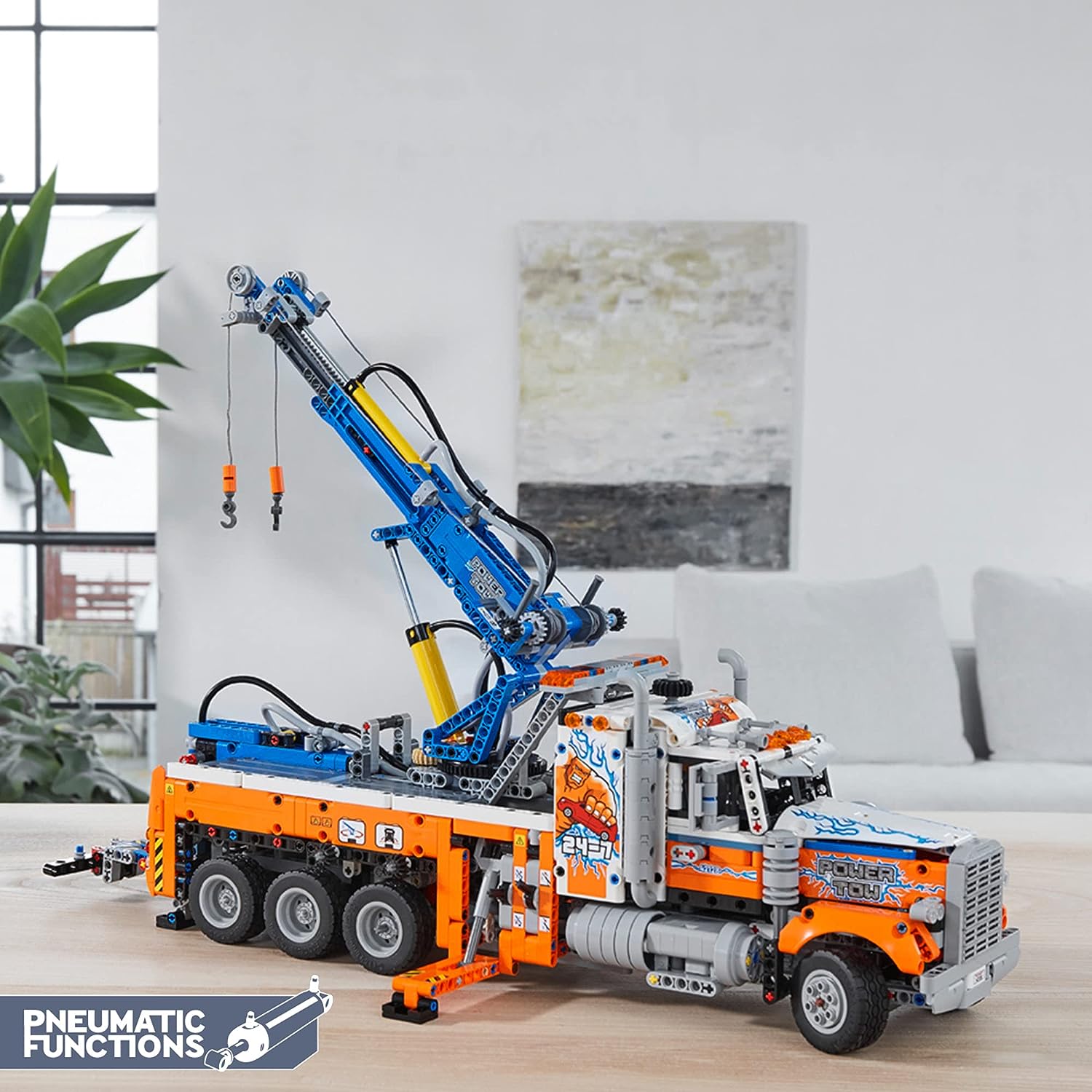 LEGO Technic Heavy-Duty Tow Truck 42128 with Crane Toy Model Building Set, Engineering for Kids Seriesv