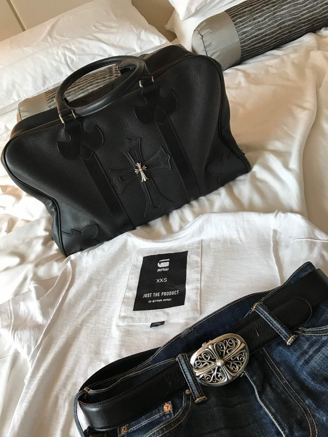 Chrome Hearts Cross-embellished Pebbled Leather Tote Bag #383000