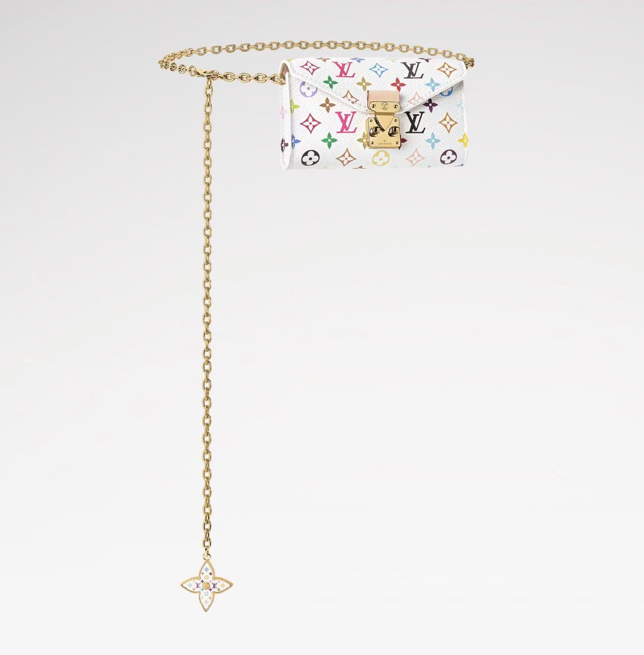 [TOP] Louis Vuitton LV Waist Bag With Chain 13.5 x 8 cm - White - 711 Luxury