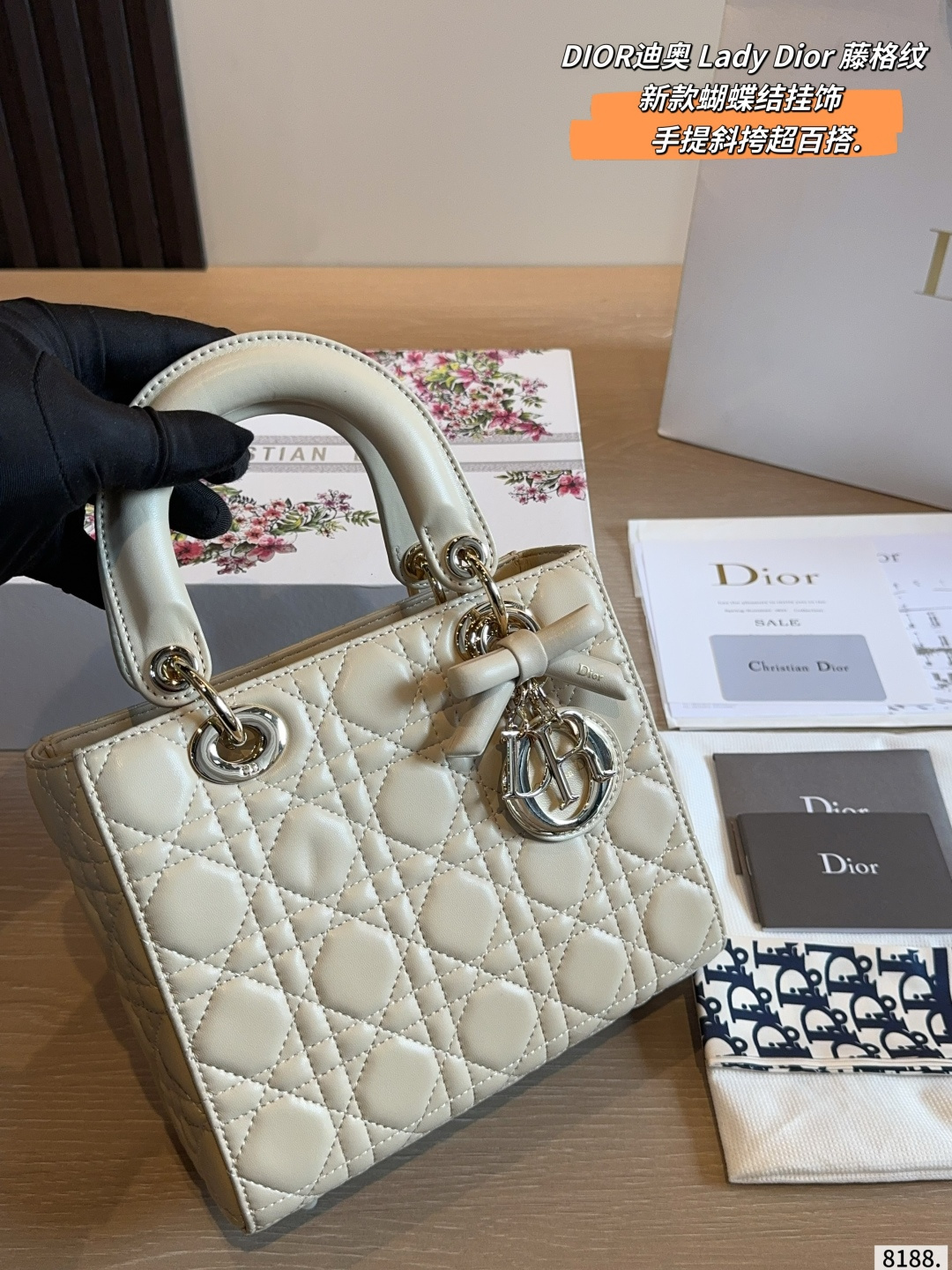 Dior Lady D-joy Pink Quilted Leather Handbag with Metal Hardware and Detachable Strap (Replica)