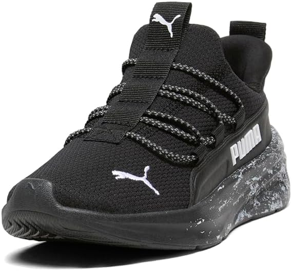 Puma Unisex-Child Softride One4All Slip On Shoes, Black-White AH25, Little Kid 12