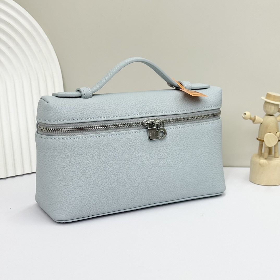 [TOP] Loro Piana Extra Pocket Bag Calfskin 11x19x6.5cm - Light Blue - 711 Luxury