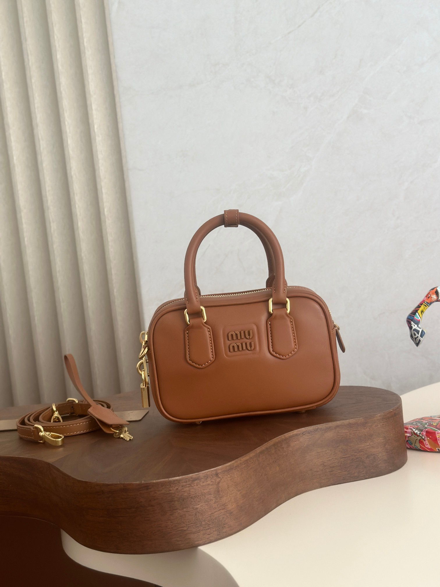 [TOP] Miu Miu Too Pretty Bowling Bag Calfskin 19x13x6cm - Brown - 711 Luxury
