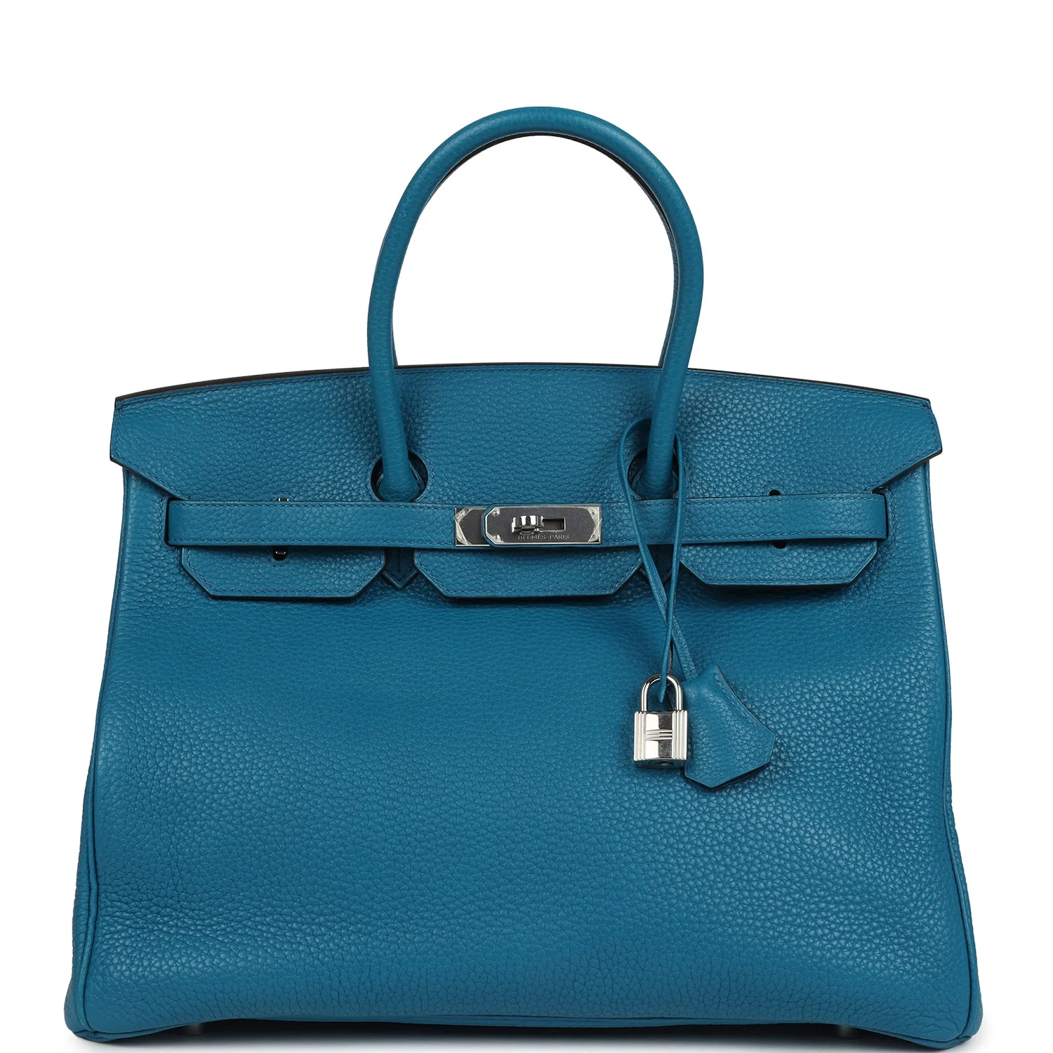 Hermes BirkinBleu Izmir Verso Clemence Palladium Hardware