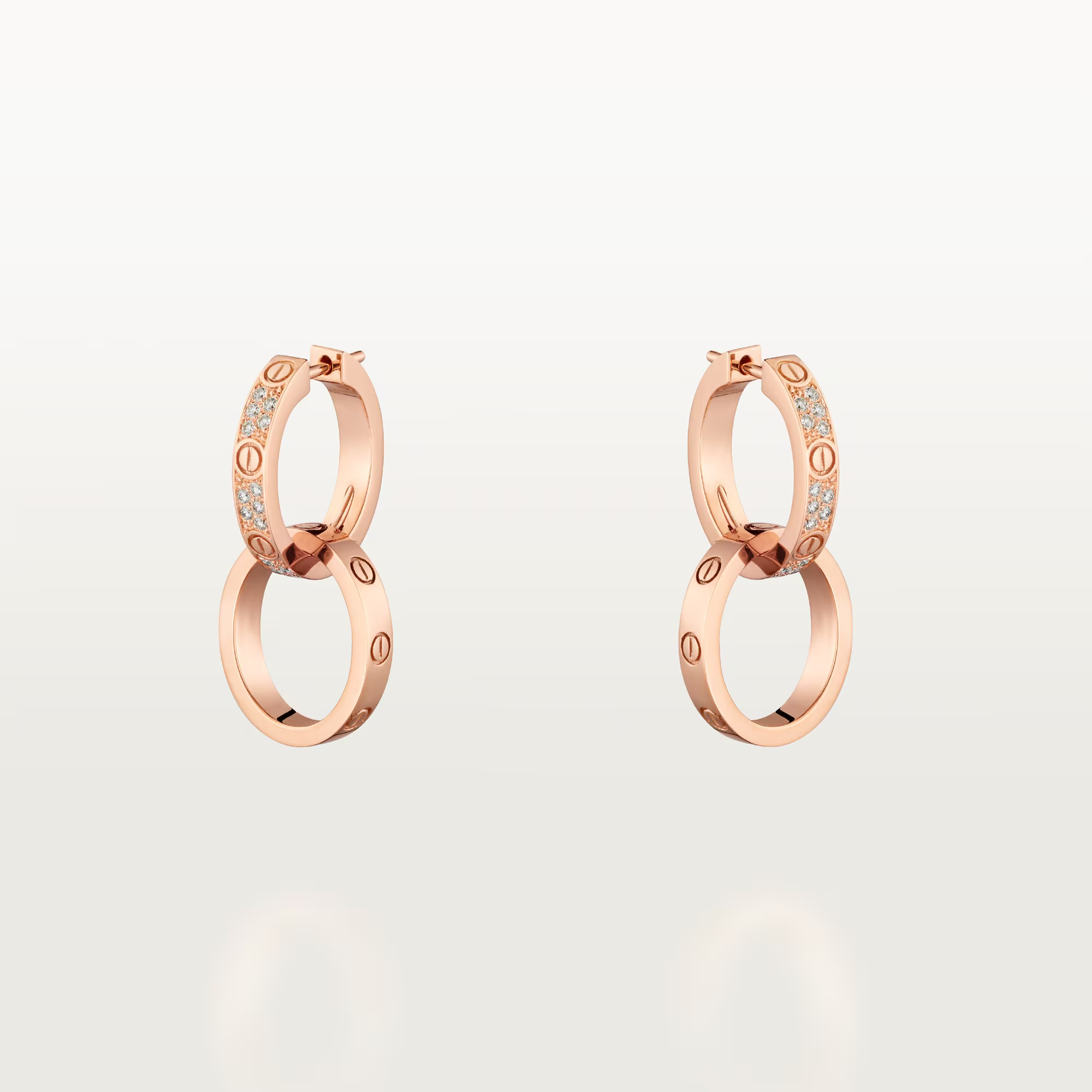 Carty Love Luna Loop Earrings, Rose Gold, Multiwear Half-Paved