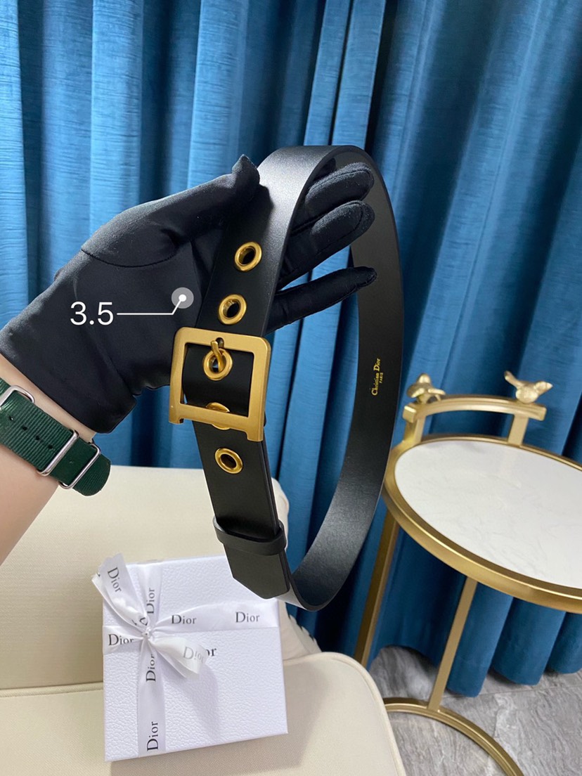 [TOP] Christian Dior Belt Cowhide 35mm - Black - 711 Luxury