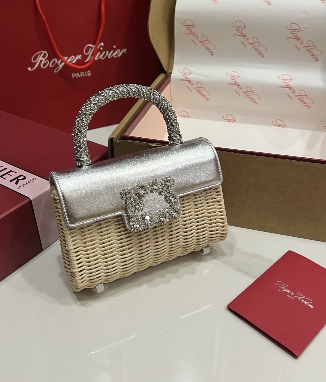 [TOP] ROGER VIVIER Diamond Bag 19-4-13 CM - Sliver - 711 Luxury