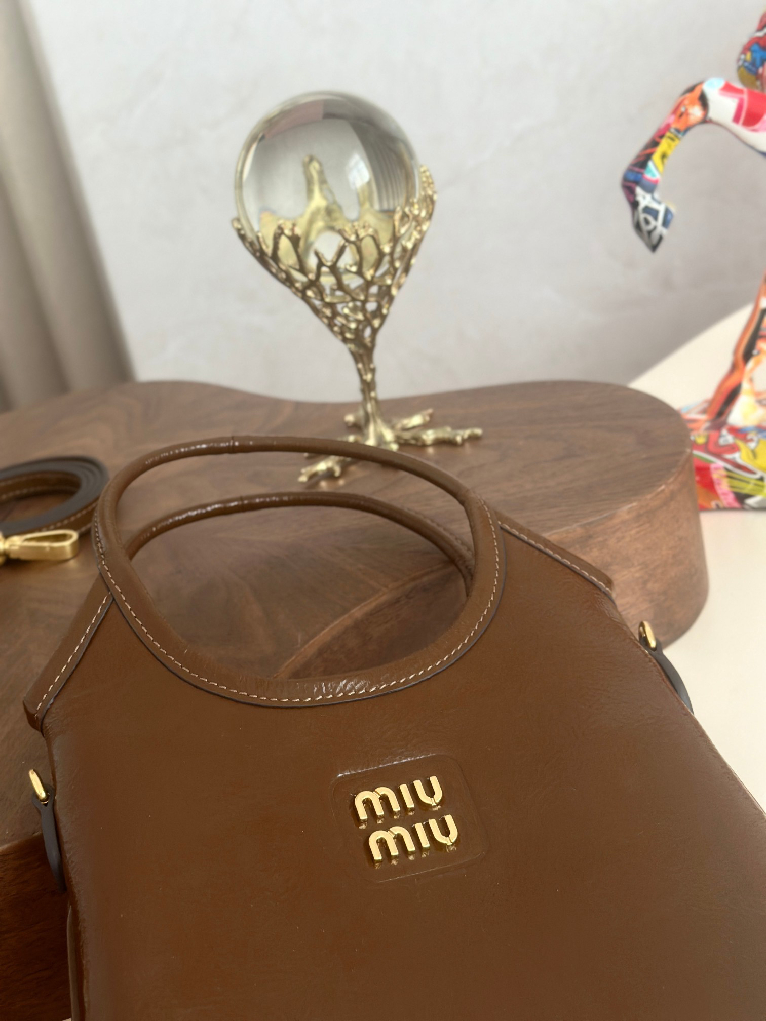 [TOP] Miu Miu Mini Tote Bag Patent Leather 20x24cm - Brown - 711 Luxury