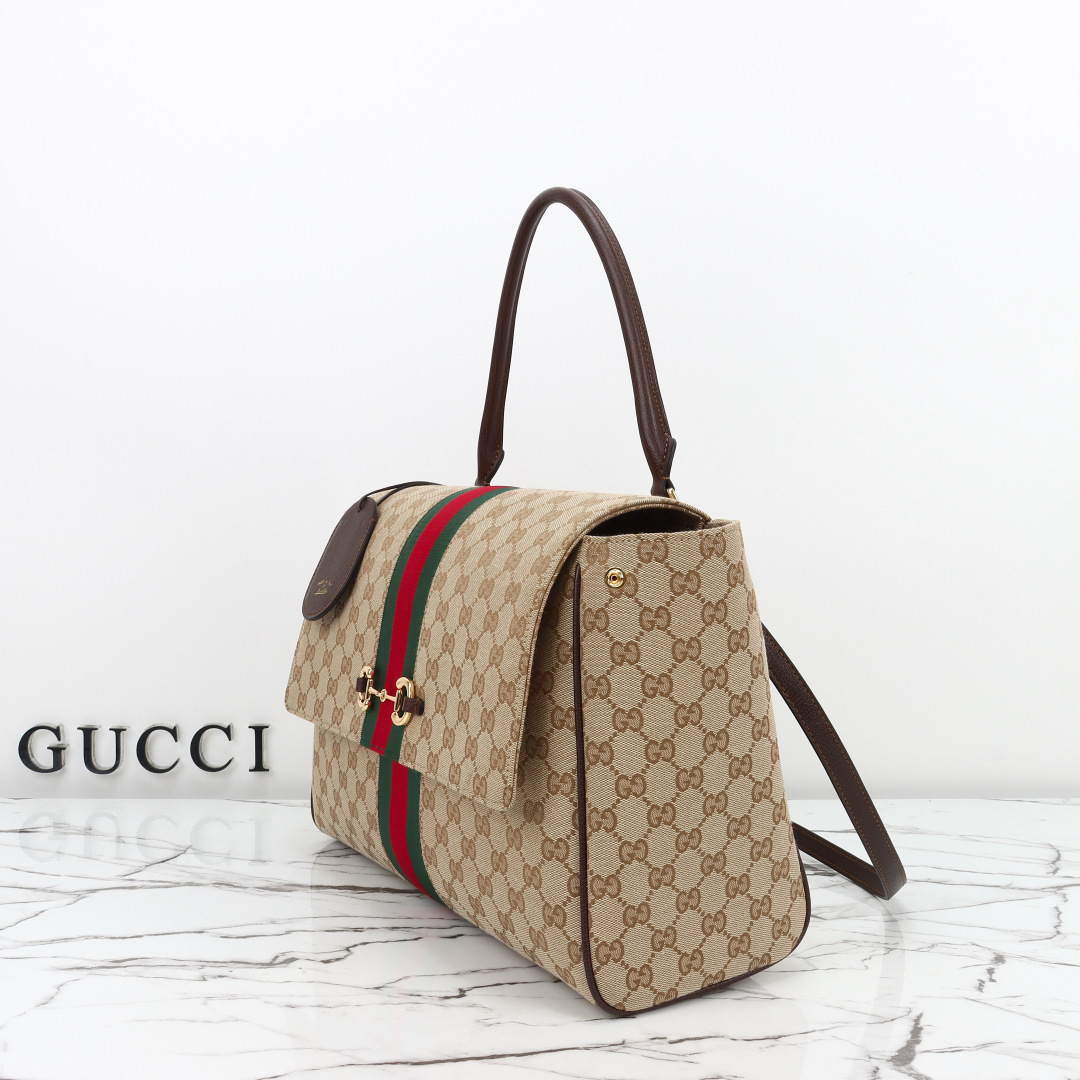 [TOP] GUCCI Top Handle Bag 37x29x13cm - Brown - 711 Luxury