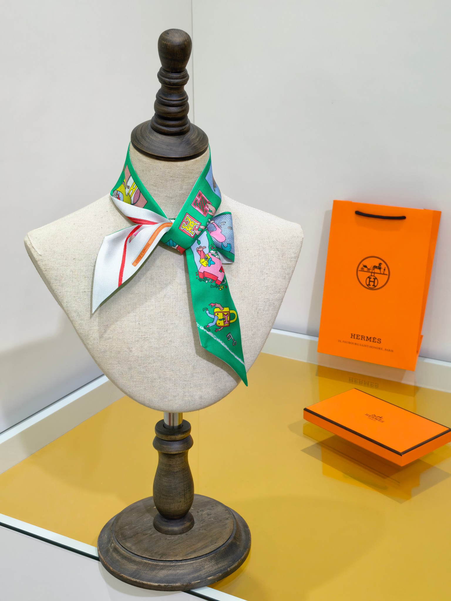 [TOP] HERMES Twilly Scarf 5x86cm - Green - 711 Luxury