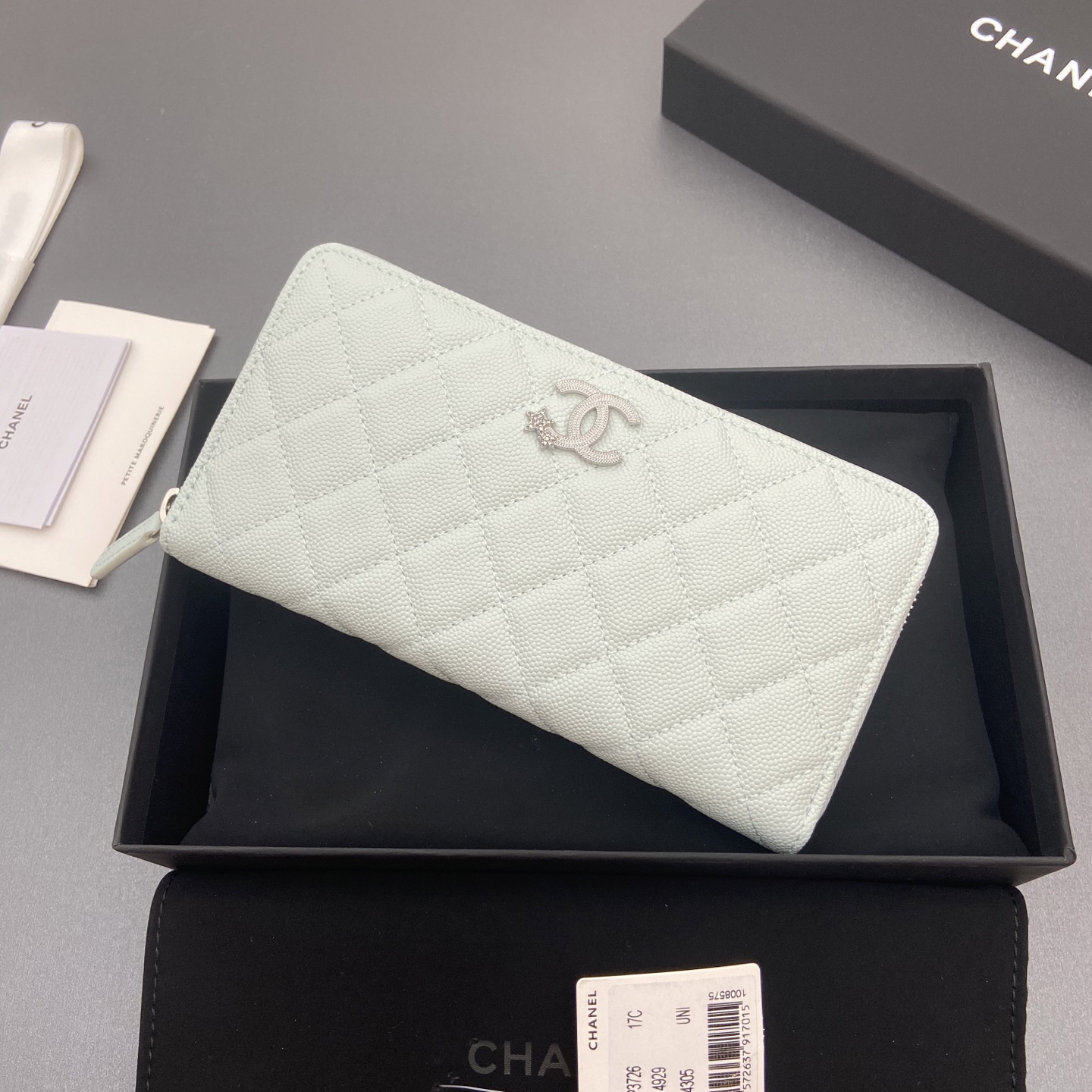 [TOP] CHANEL Caviar Skin Wallet 19cm - Light Blue - SHW - 711 Luxury