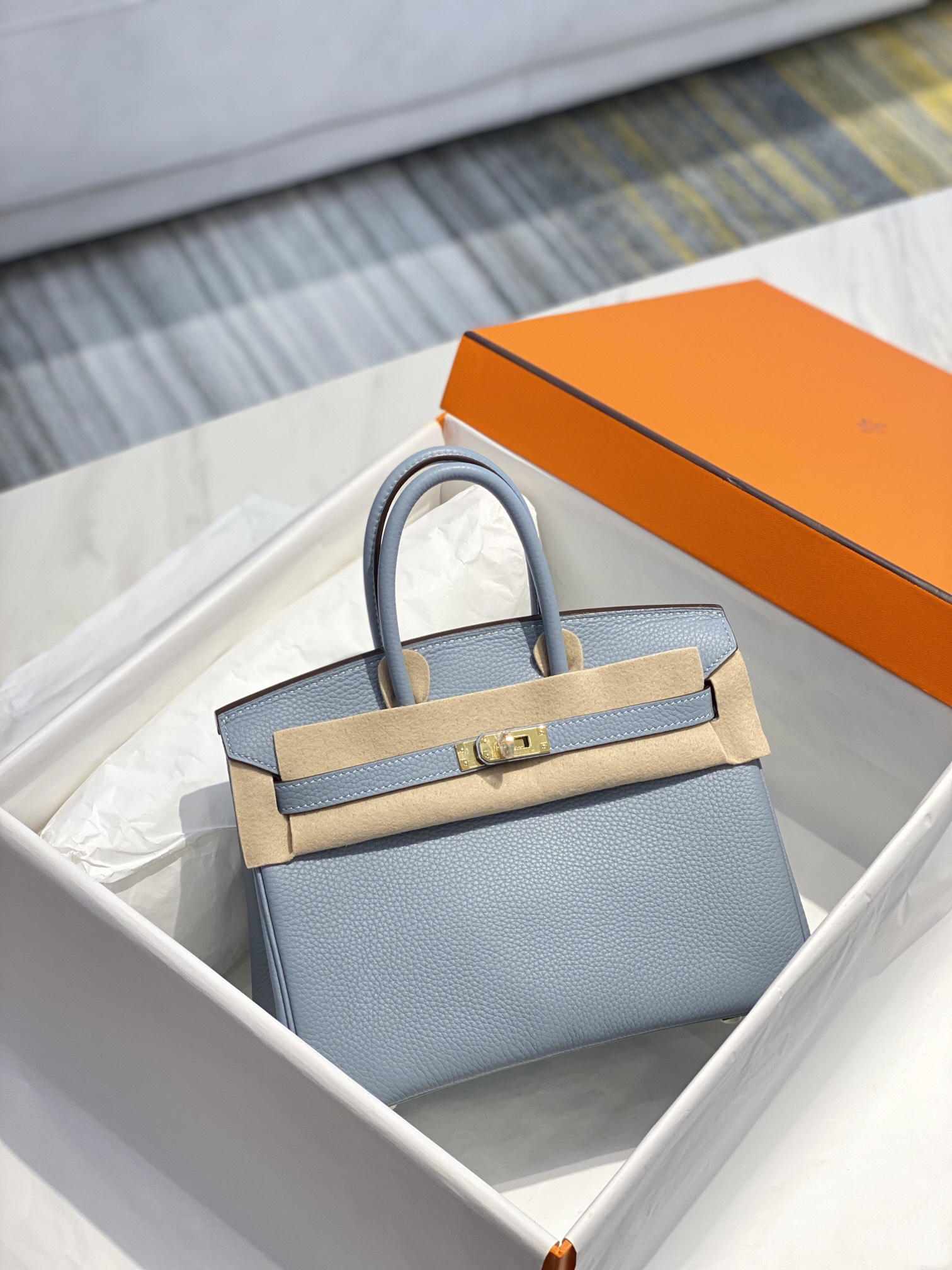 [TOP] HERMES Birkin Togo Leather 25cm - Bleu Lin & GHW - 711 Luxury