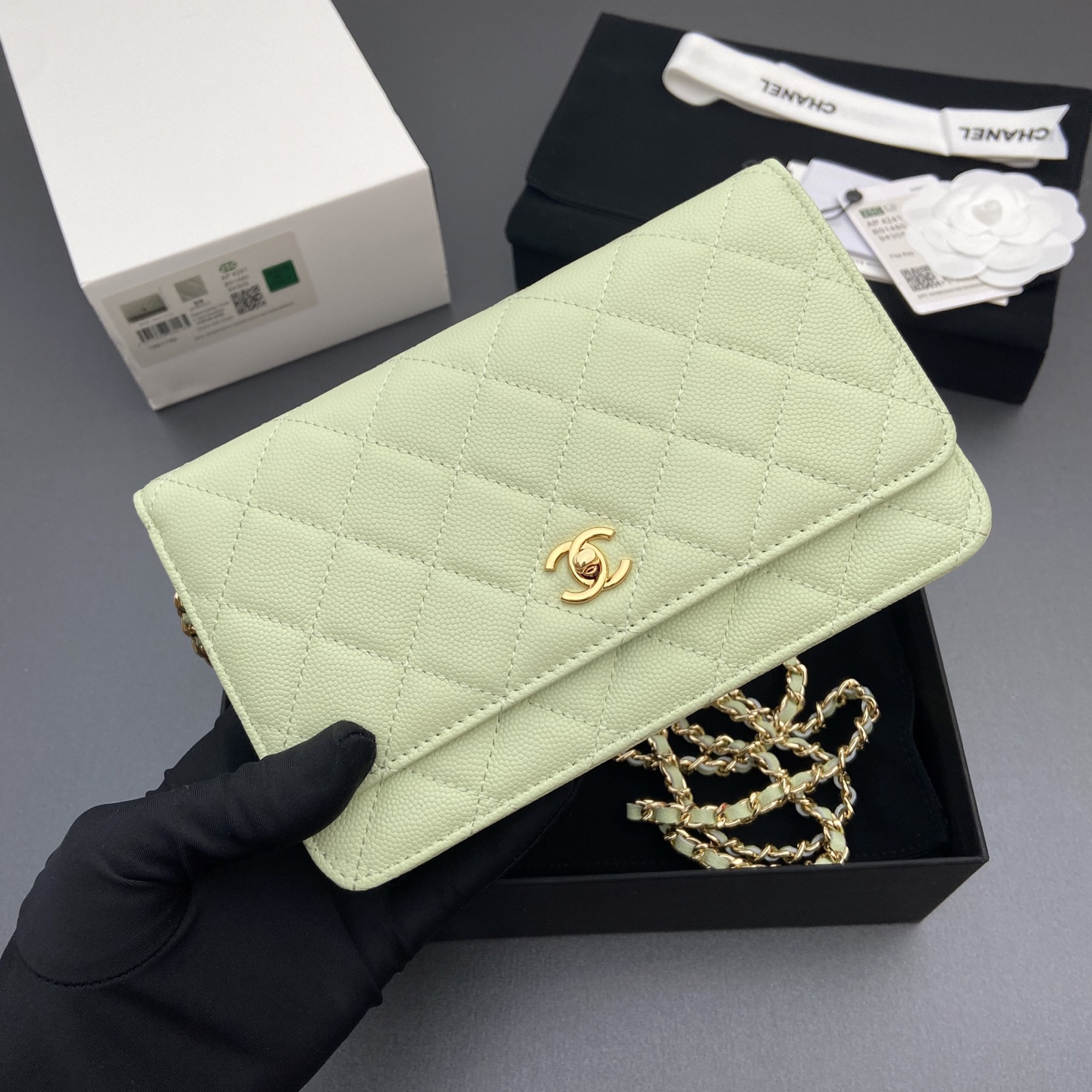 [TOP] CHANEL Woc Bag  20-13-3.5cm - Light Green