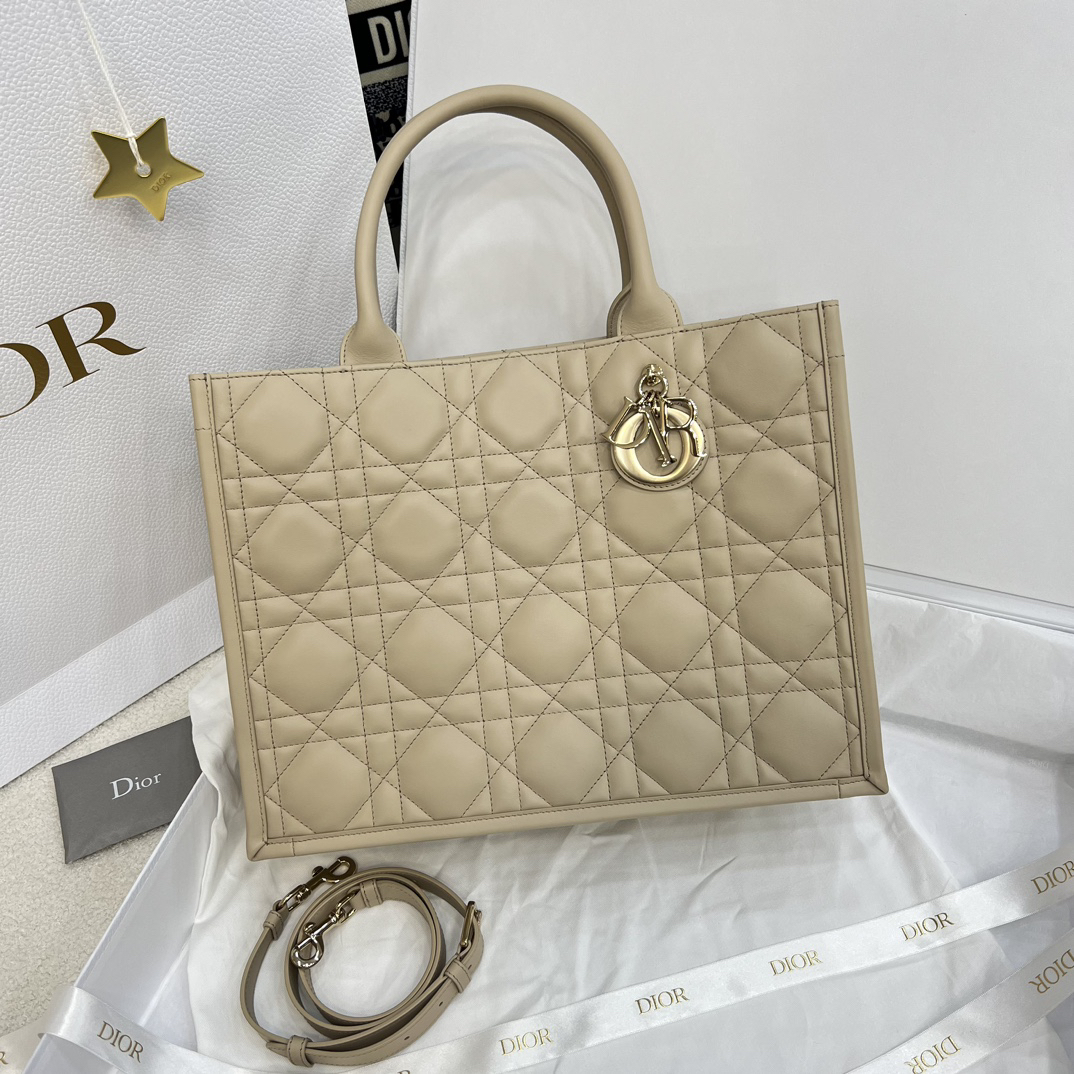 [TOP] Christian Dior Book Tote Bag Cowhide 36.5x28x17.5𝗰𝗺 - Beige - 711 Luxury