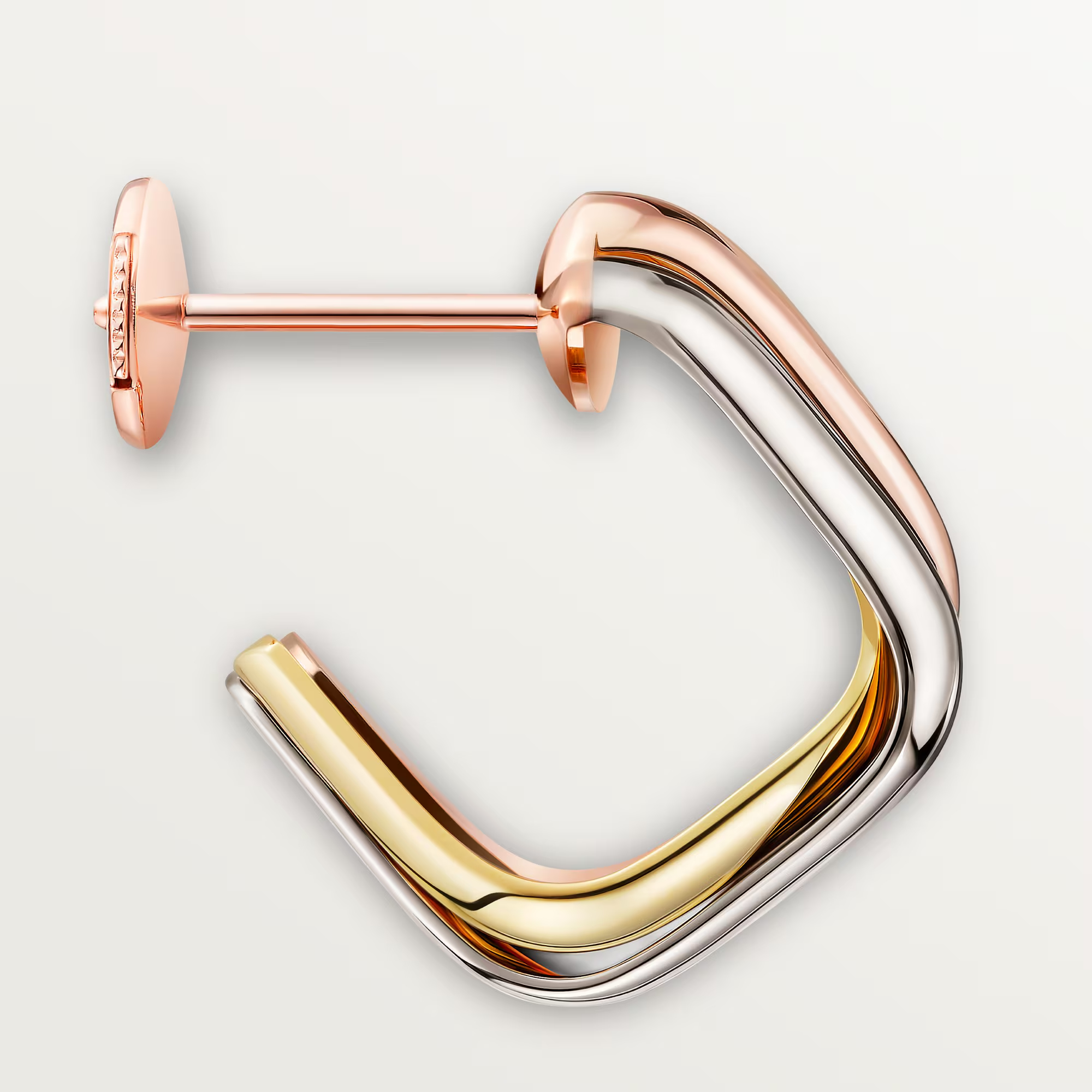 Carty Three Circles Earrings, Three Tone, No Gemstones ,Square Model