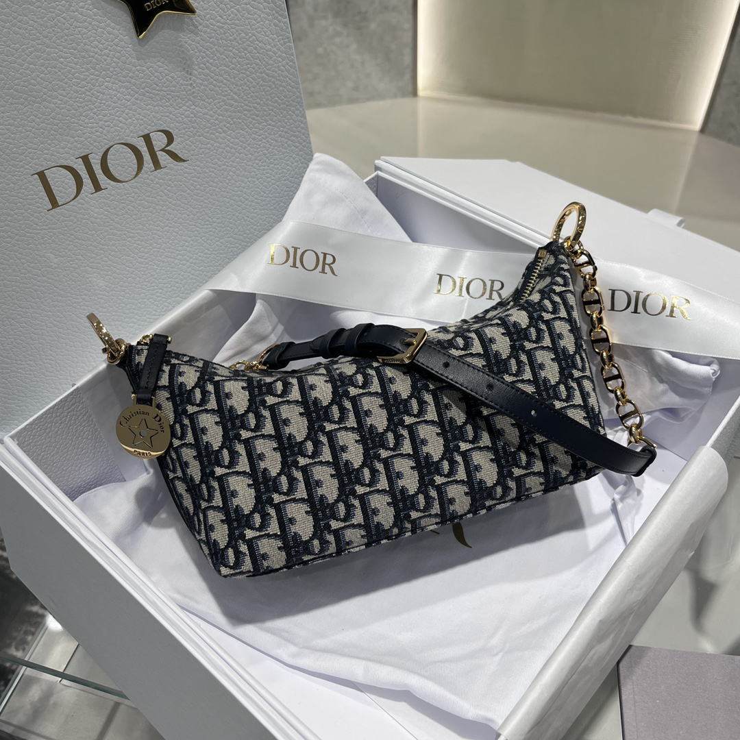 [TOP] Christian Dior Chain Hobo Bag 28.5*14.5*10cm - Black