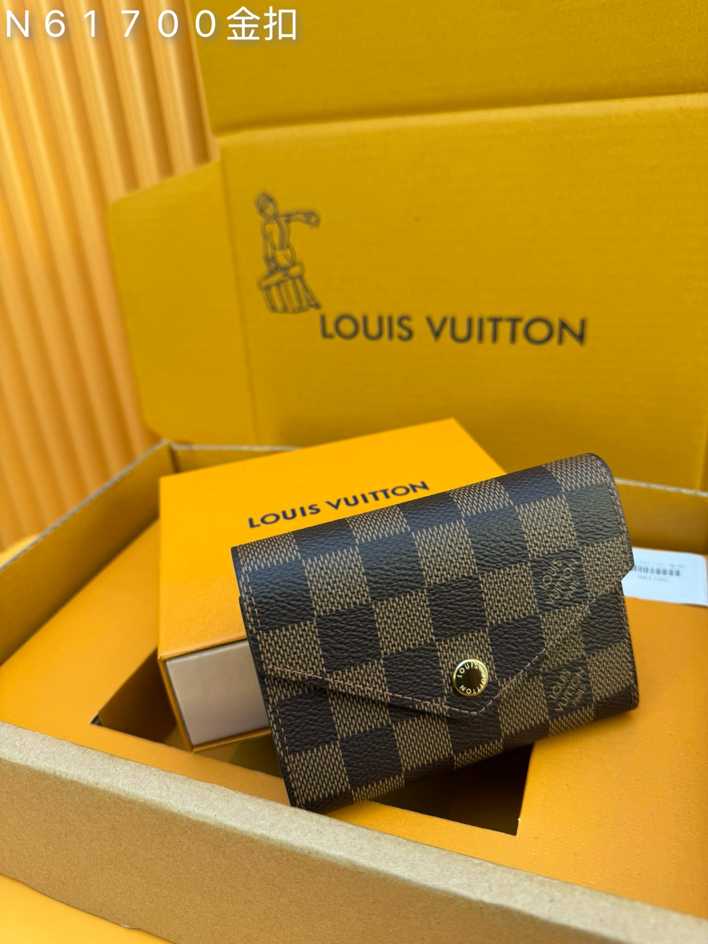 [TOP] Louis Vuitton LV Victorine Damier Ebene Wallet 12x9.5x2.5cm - Brown - 711 Luxury