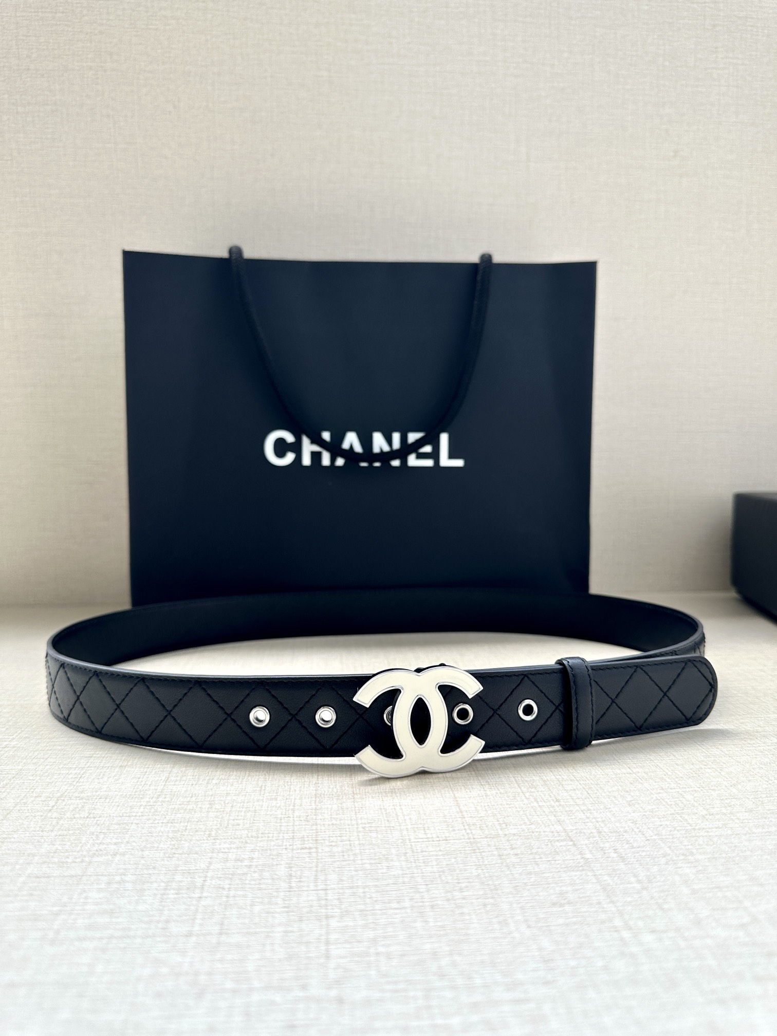 [TOP] CHANEL Cowhide Belt 3 cm - Black - 711 Luxury