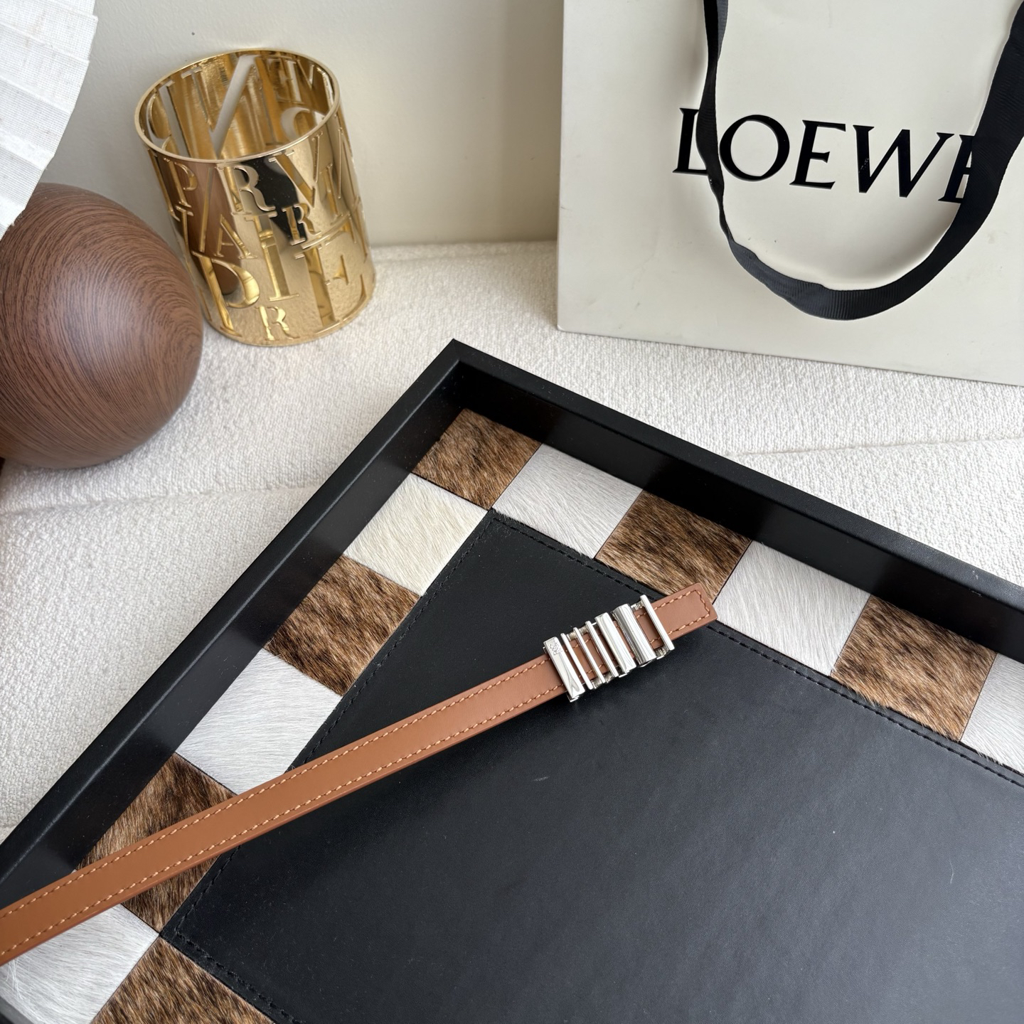 [TOP] LOEWE Leather Belt 1.5 cm - Brown - 711 Luxury