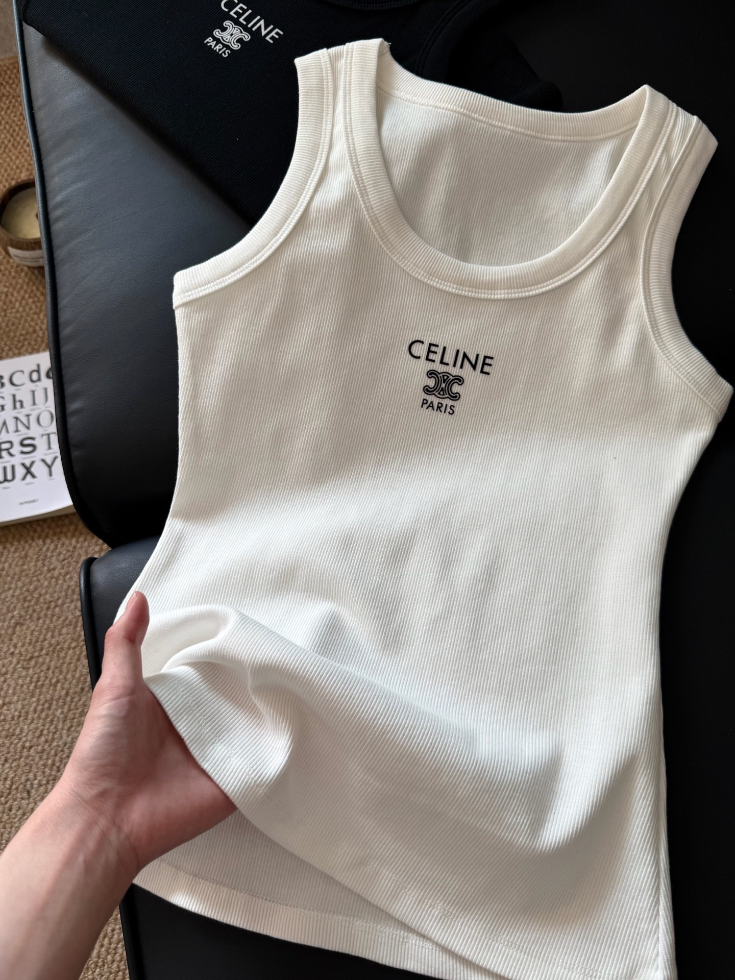 [TOP] CELINE U-neck Striped Vest - 2 Colors