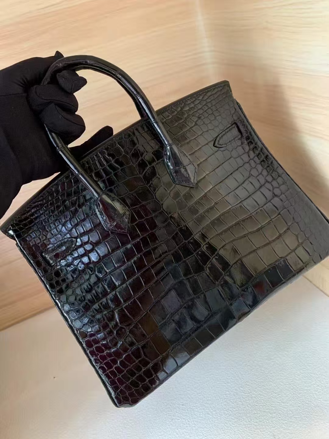Hermès Birkin 25 Black gold crocodile skin