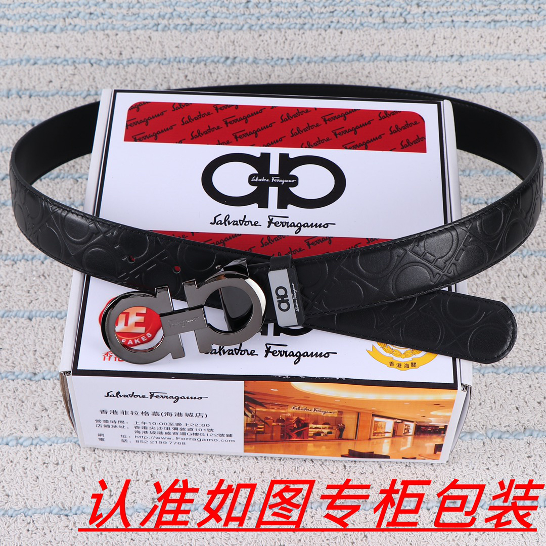 [TOP] Ferragamo Men's Belt 3.5cm - Black - 711 Luxury