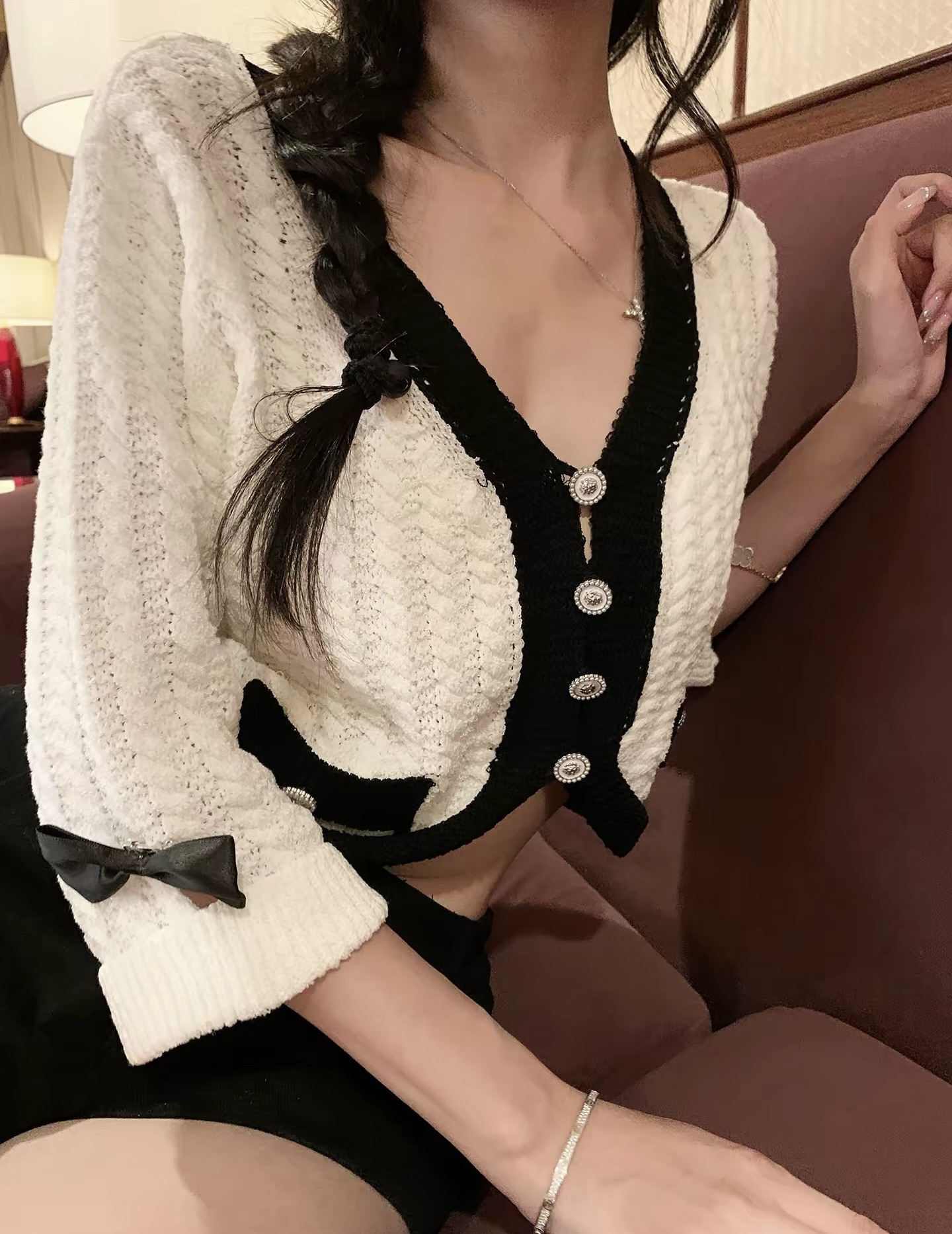 [TOP] CHANEL Knit Cardigan - White - 711 Luxury