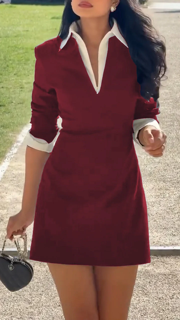 Ladies' Lapel Temperament Commuting Dress