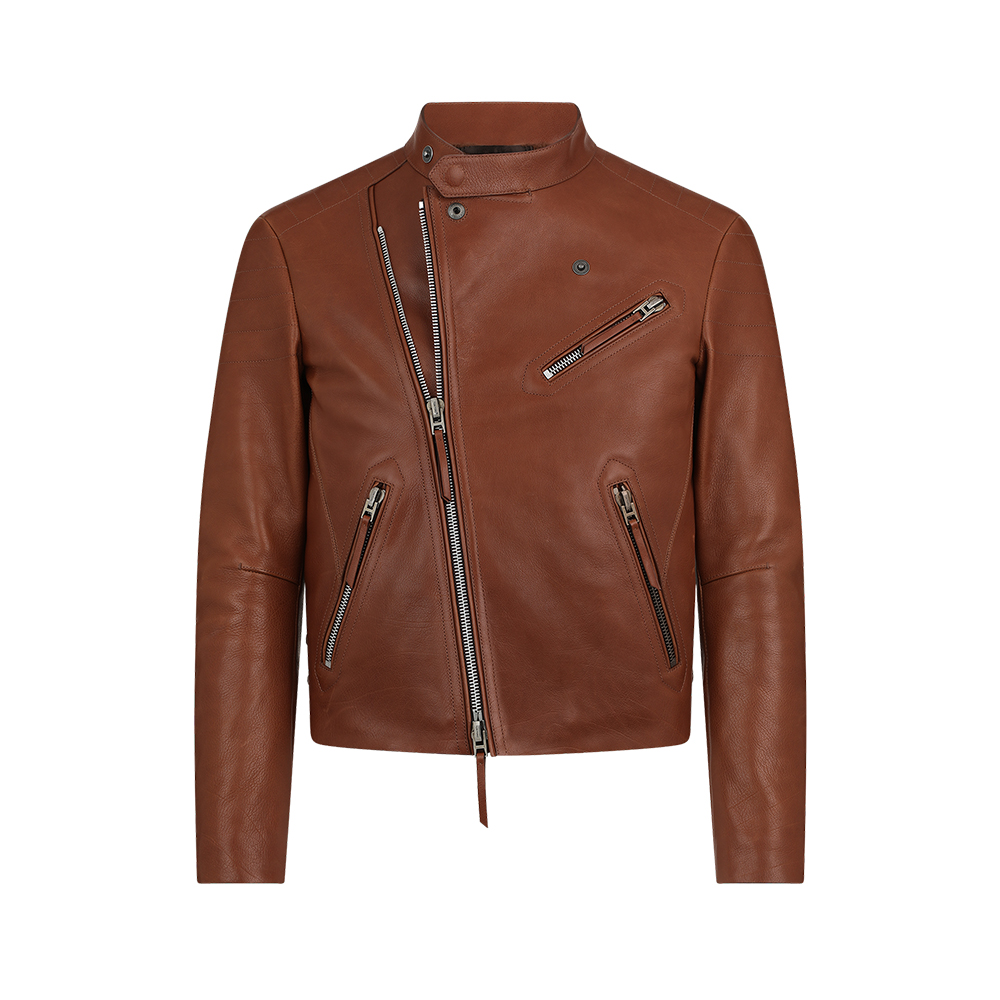 TOM FORD BUFFALO GRAIN LEATHER ASYMMETRIC JACKET #383775
