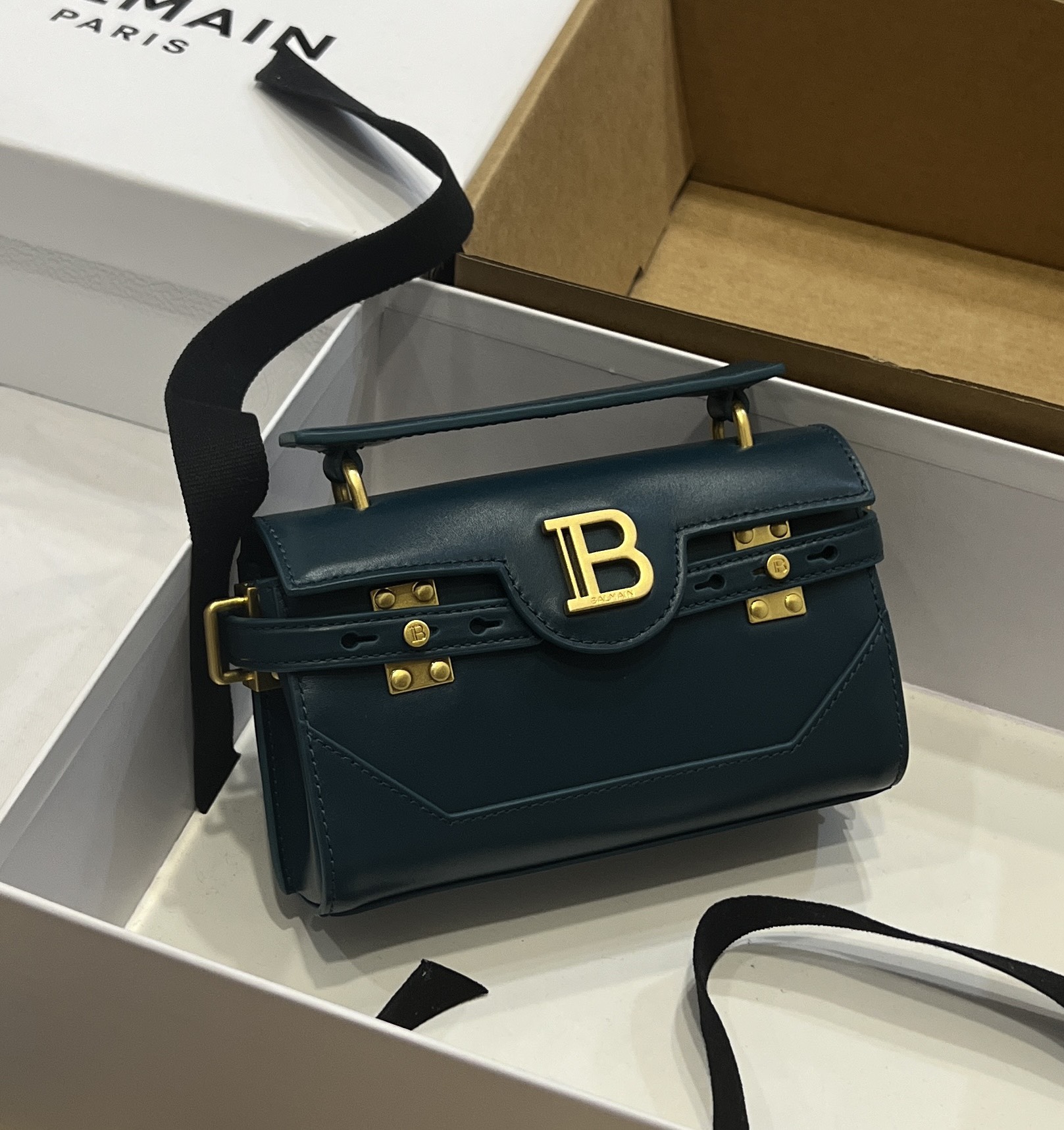 [TOP] BALMAIN Cowhide Bag 19*12*7.5 CM - Dark Green - 711 Luxury
