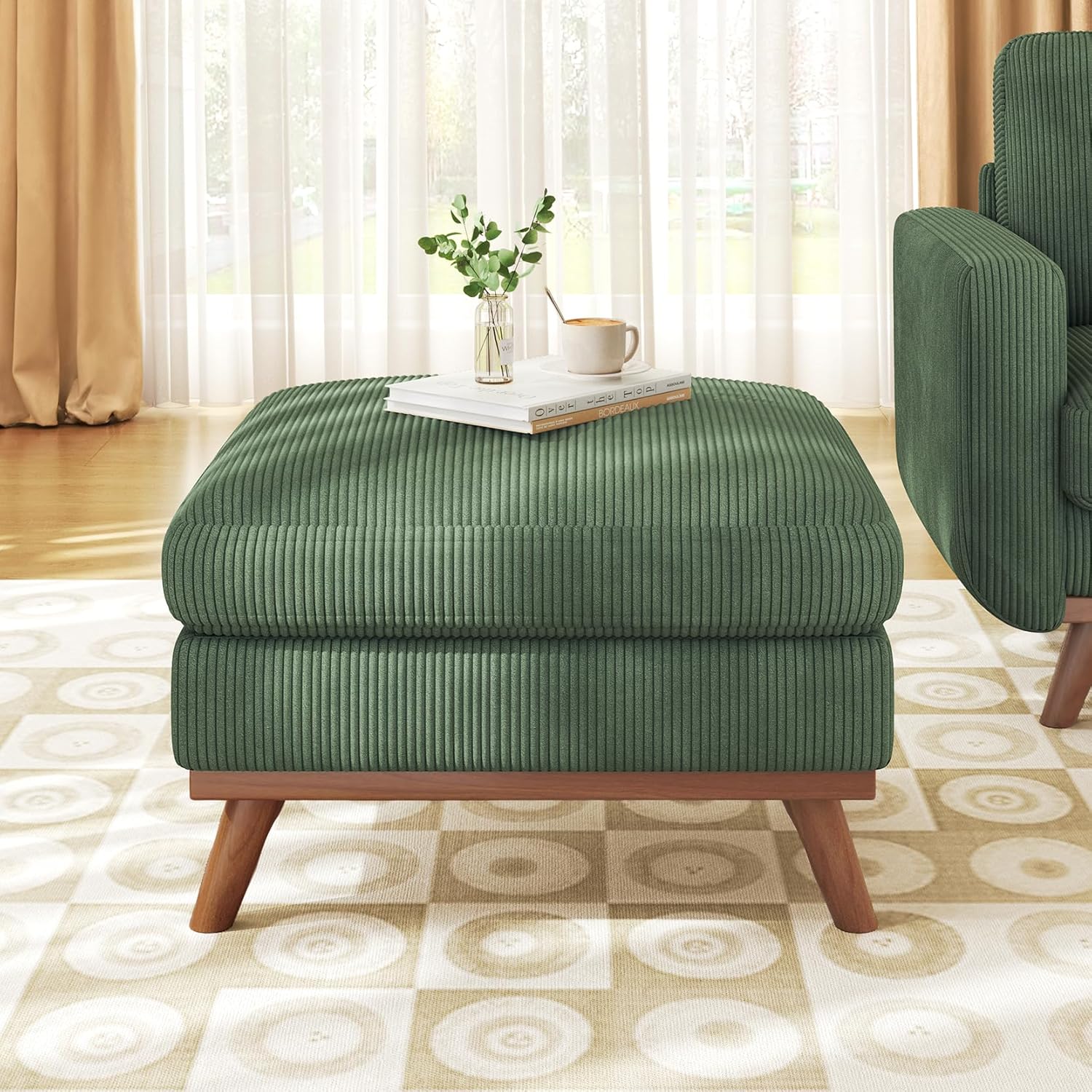 Vesgantti 172cm Loveseat Sofa Green, Comfy Corduroy Couch with Spring Cushion, 2 Seater Sofa with Solid Wood, Sofa Couch with Deep Seat, Sofa for Bedroom, Loveseat for Living Room, Green Office Couch