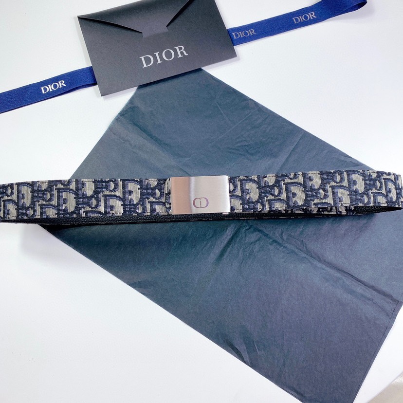 [TOP] Christian Dior Men's Belt Cowhide 34mm - Navy Blue - 711 Luxury